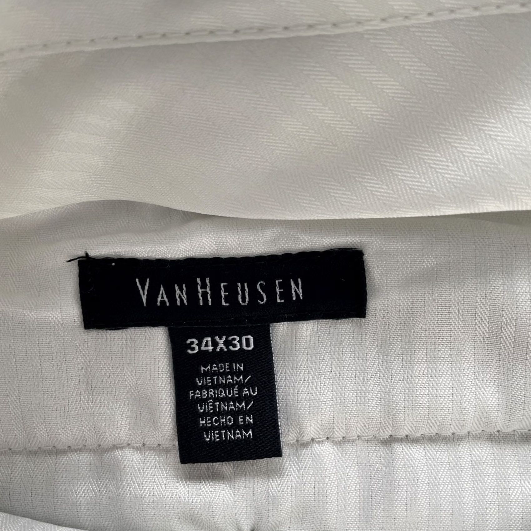 Van Heusen Van Heusen Slim Fit Flat Front Pants Mens 34 x 28 Beige Office Dressy Casual Shirt? Size US 34 / EU 50 - 4 Thumbnail
