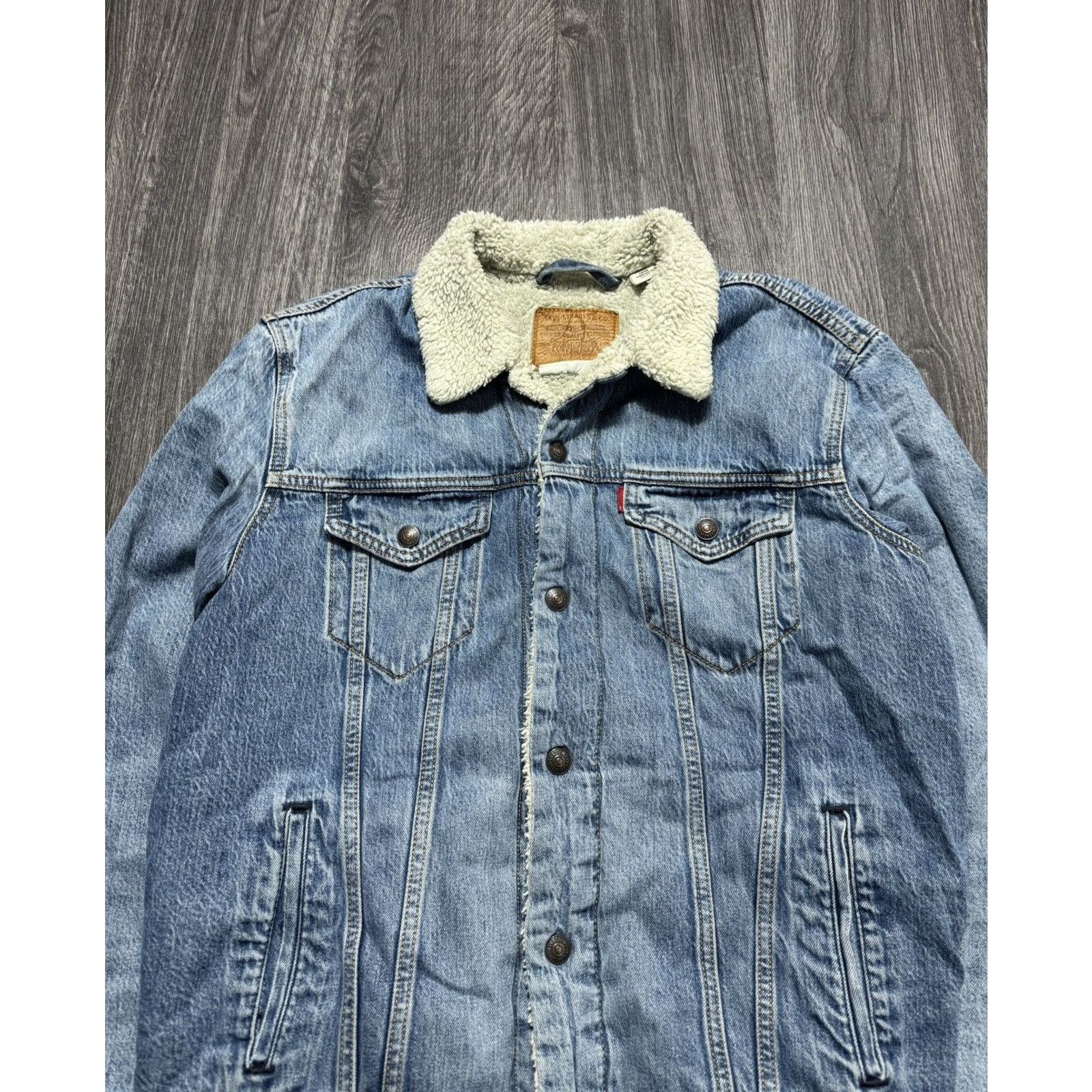 Levi's × Vintage Levi's Blue Denim Sherpa Trucker Jacket Size US L / EU 52-54 / 3 - 4 Thumbnail