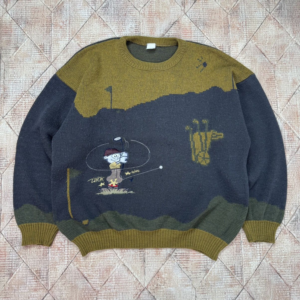 Japanese Brand × Vintage Vintage Embroidered Sweater with Golfer 90s Wool Italy Cute Size US M / EU 48-50 / 2 - 1 Thumbnail