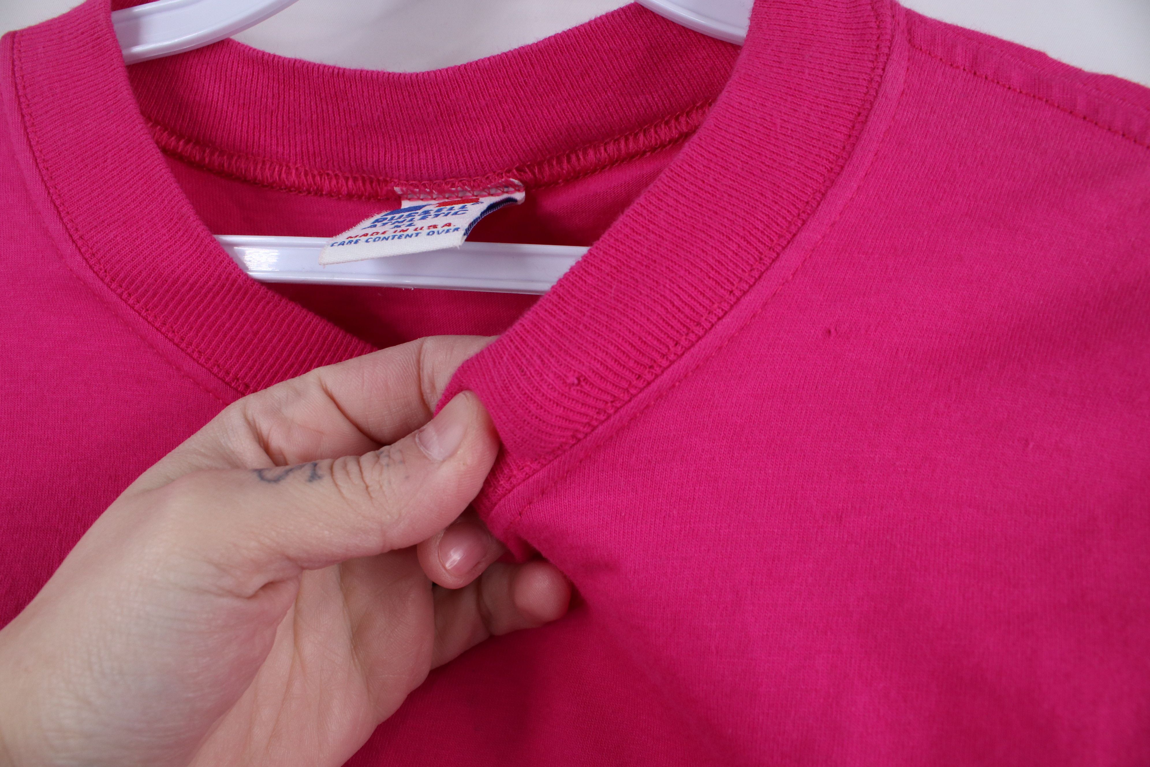 Russell Athletic × Vintage Vintage 90s Russell Athletic Blank Cotton T-Shirt Pink USA Size US L / EU 52-54 / 3 - 6 Thumbnail