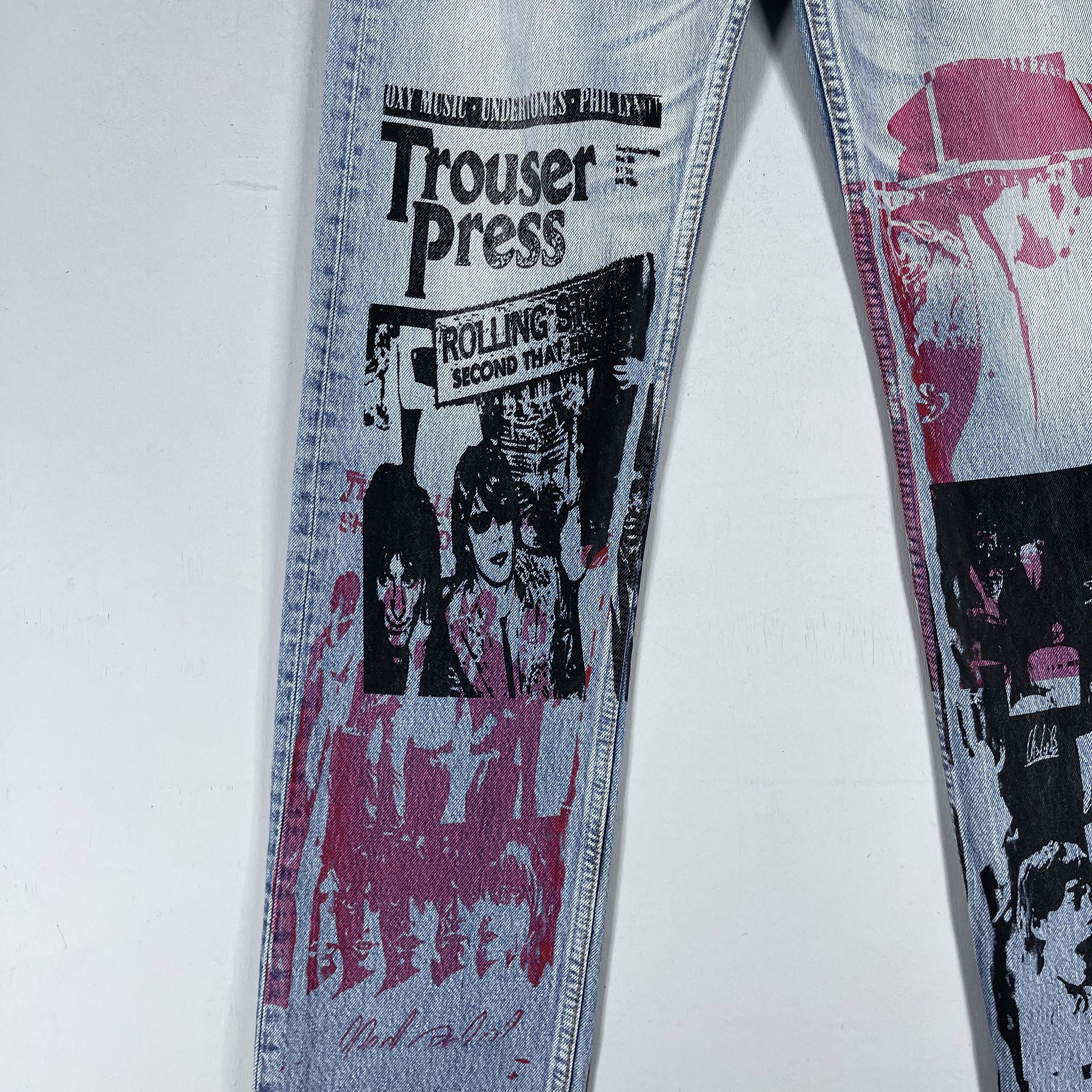 Levi's × Vintage Vintage 90s Levis 501 Rolling Stones Print Denim Jeans Size US 30 / EU 46 - 4 Thumbnail