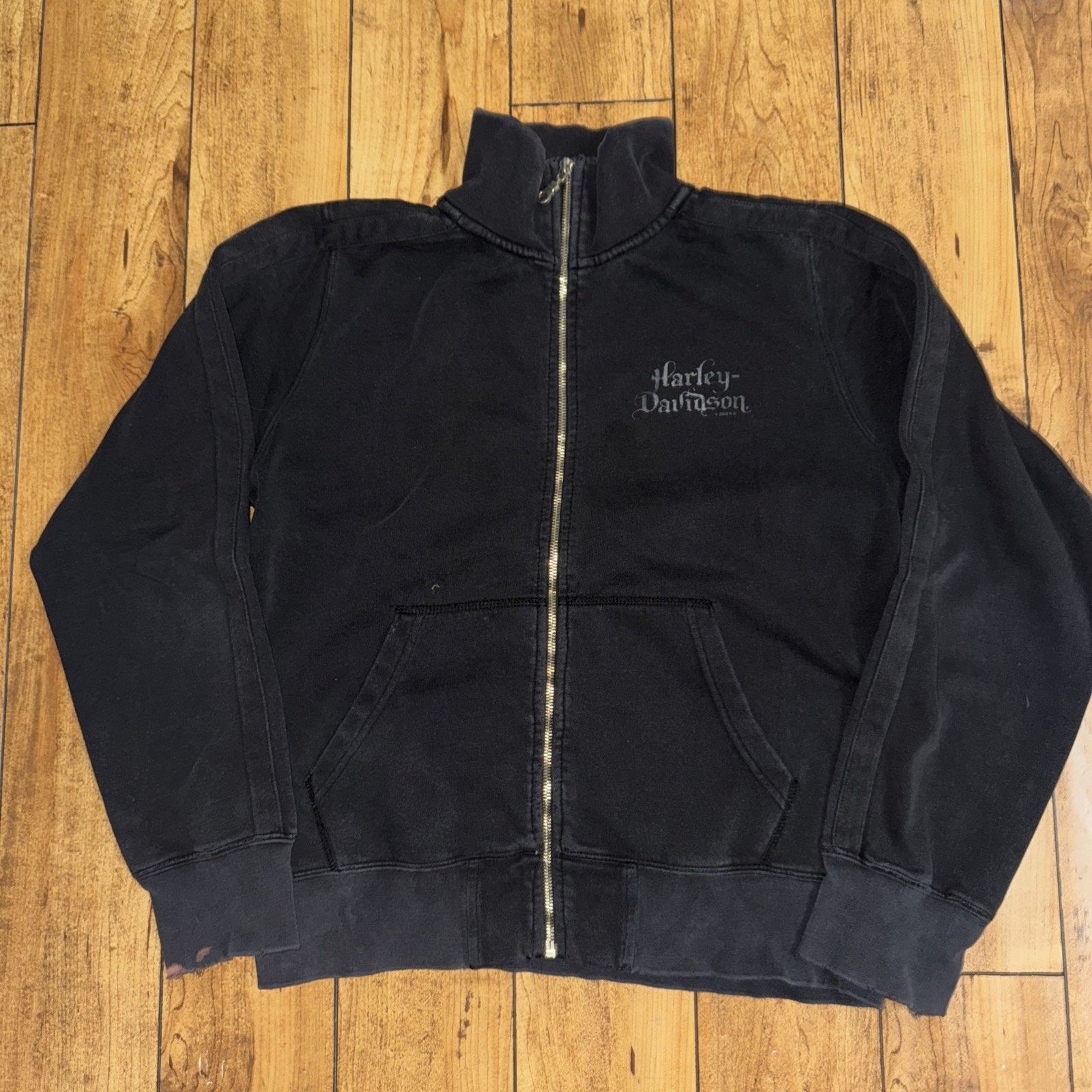 Harley Davidson × Vintage Harley Davidson Full Zip Mock Neck Sweater Black Med 20x22 Size US M / EU 48-50 / 2 - 1 Thumbnail
