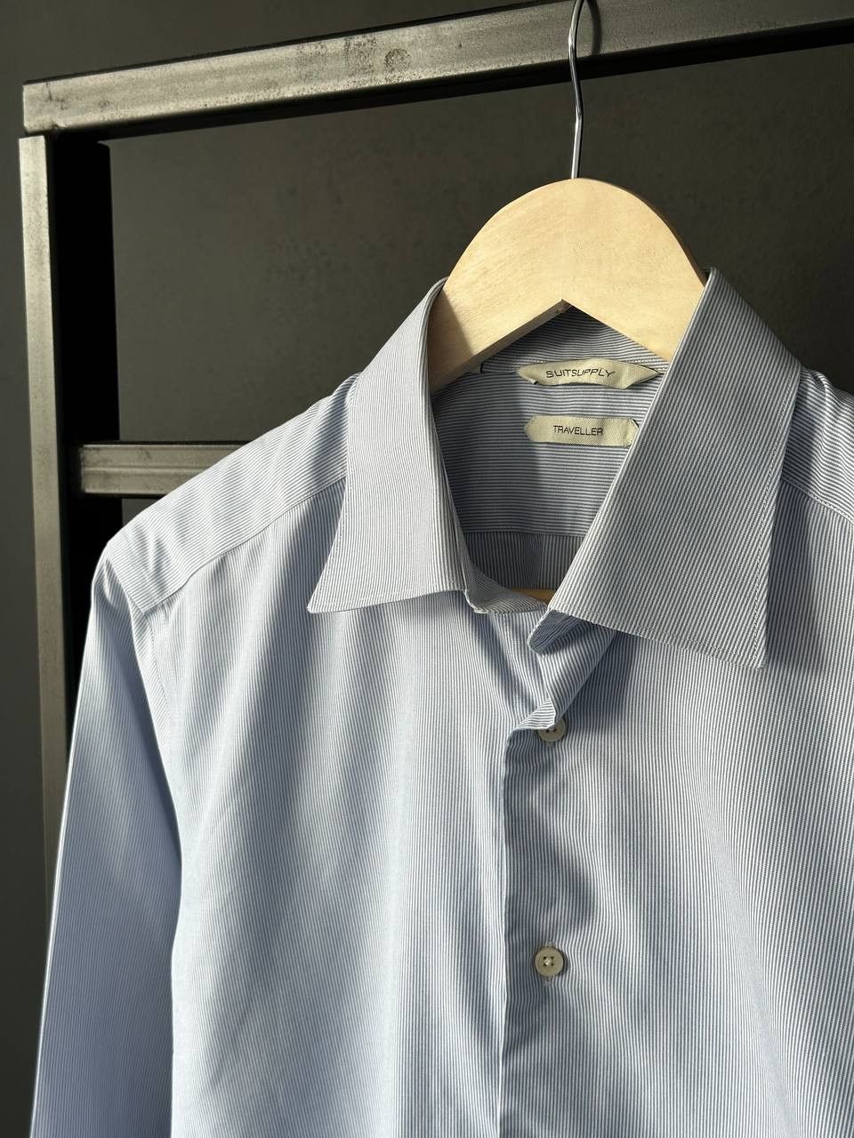 Suitsupply Suitsupply TRAVELLER Blue Cotton Striped Shirt Size US L / EU 52-54 / 3 - 4 Thumbnail