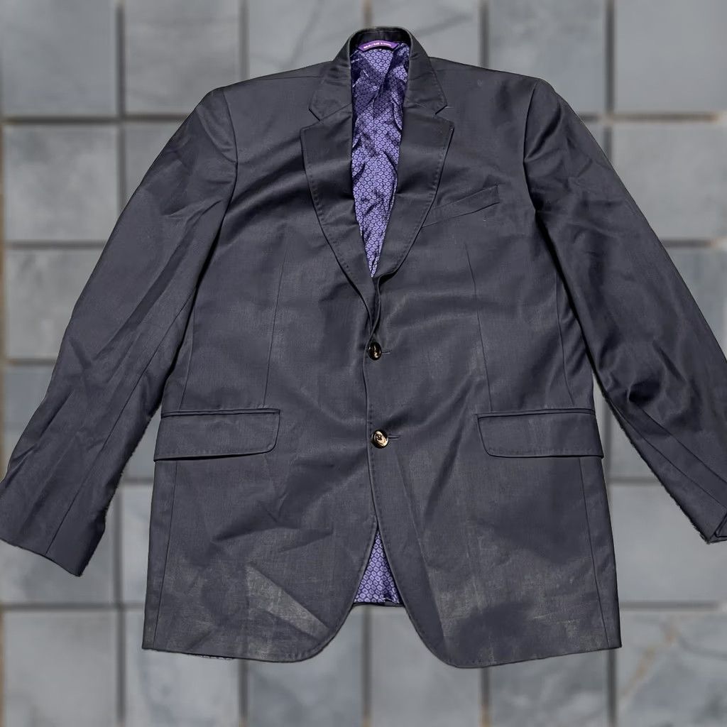 Ted Baker TED BAKER Endurance Blazer Mens 42 Navy Wool Sport Coat Jacket Pick Stitching Size 42R - 1 Thumbnail