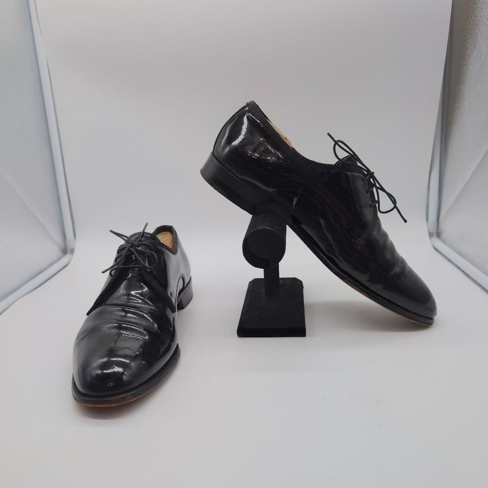 Pronto Uomo Black sz 10.5 Patent Leather Oxford Shoes By Pronto Uomo F Size US 10.5 / EU 43-44 - 2 Thumbnail