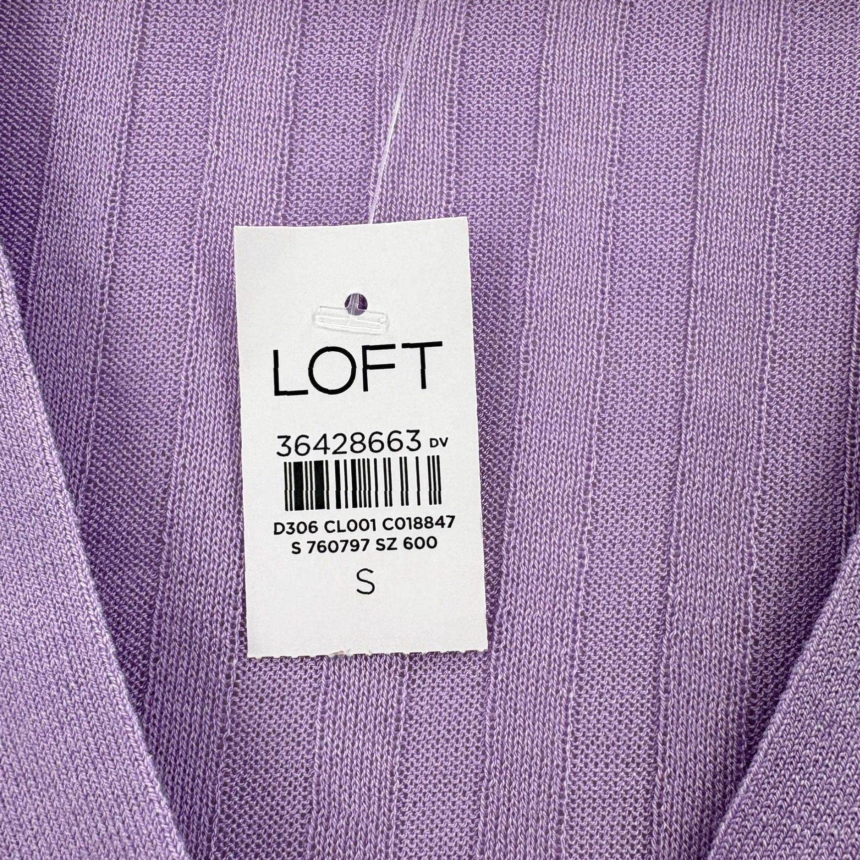 Loft LOFT Cardigan Sweater Womens Small Purple Ribbed Button Front V Neck Preppy NWT Size S / US 4 / IT 40 - 5 Thumbnail