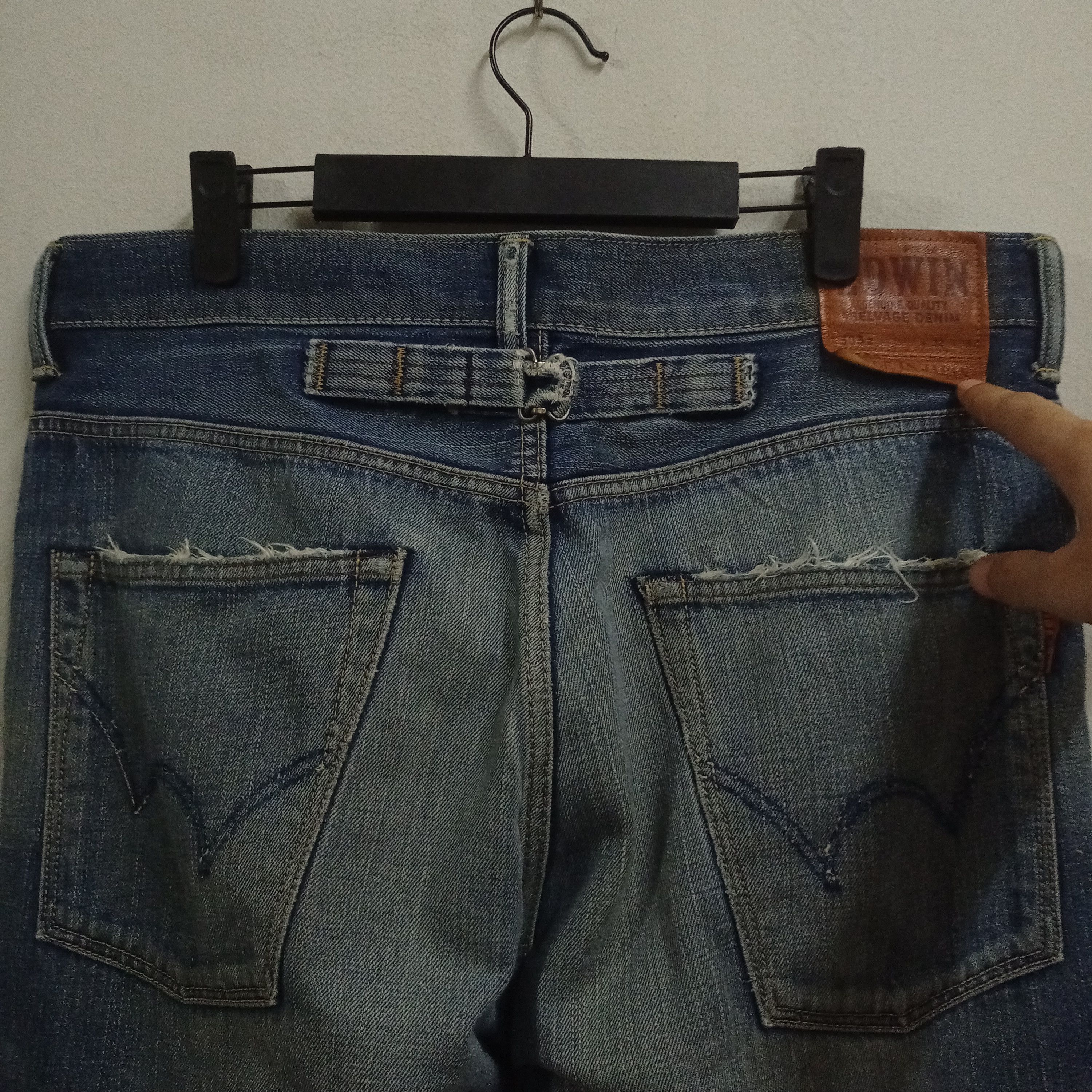 Edwin × Japanese Brand Vintage Edwin Japan Selvedge Buckle Back Baggy Jeans Size US 36 / EU 52 - 7 Thumbnail