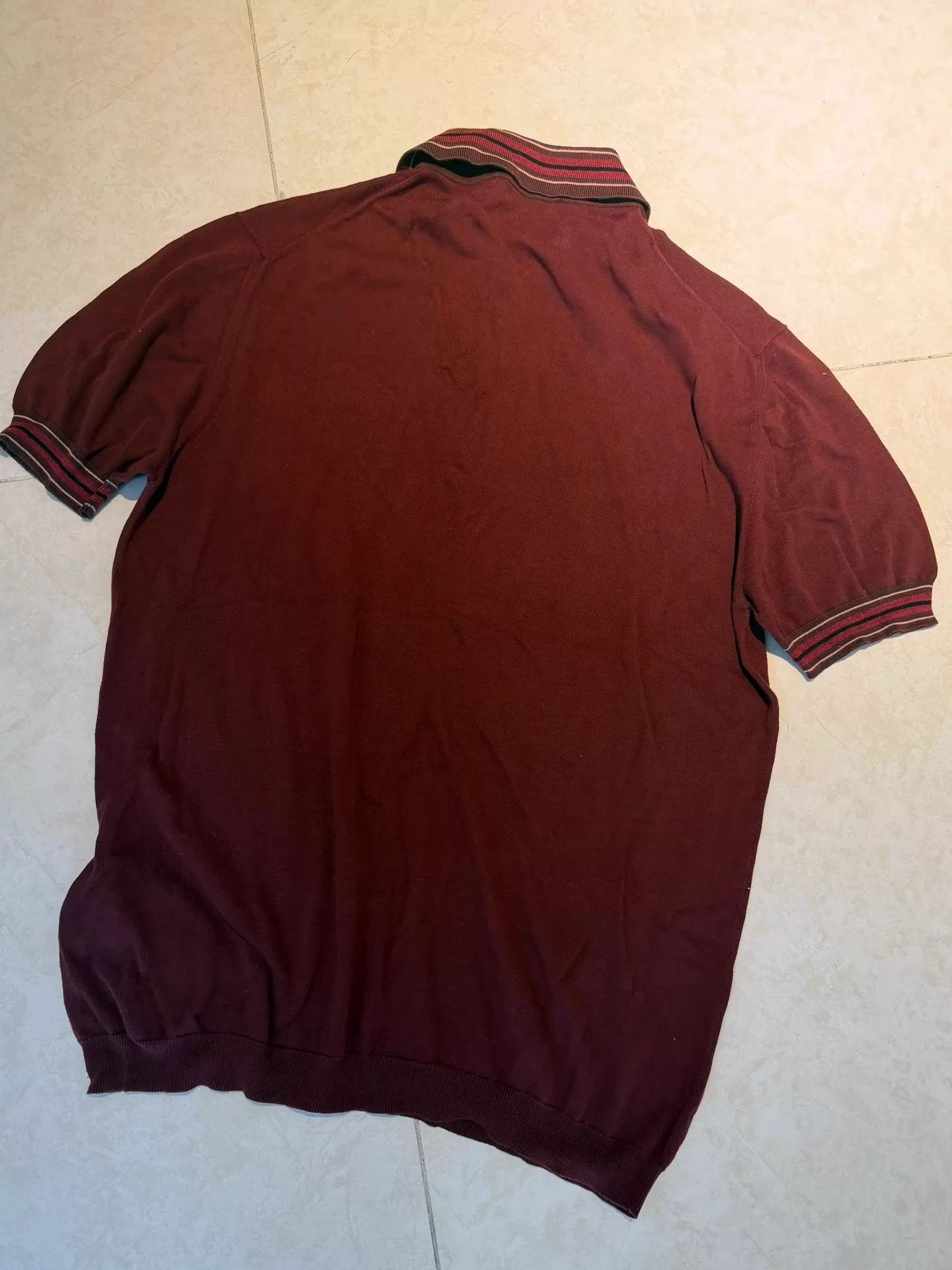 Prada Prada Knit Polo Shirt Dark Red 52 Unisex 9/10 Golf Buttons Size US L / EU 52-54 / 3 - 3 Thumbnail