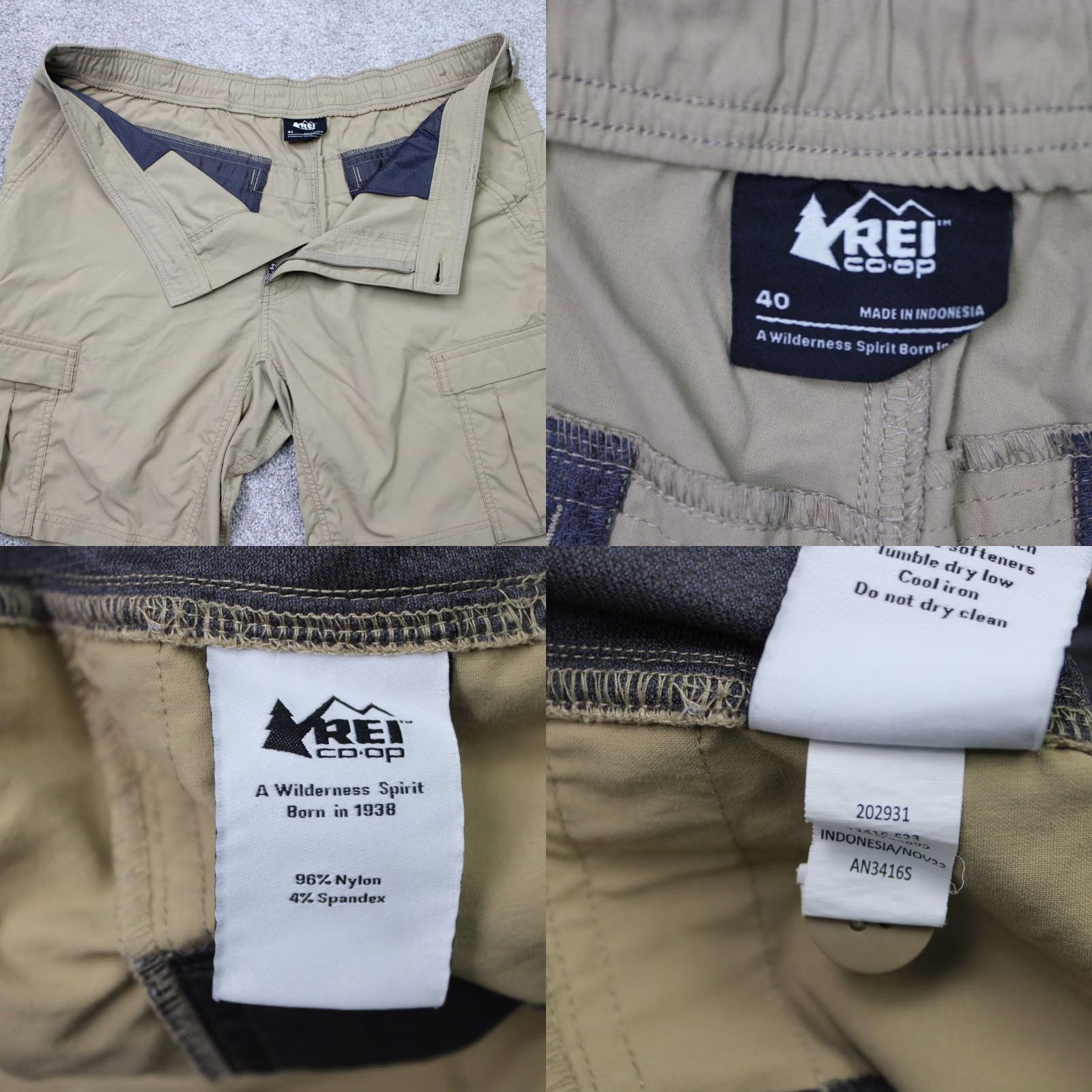 Vintage REI Co-op Mens Shorts Beige 40 9" Cargo Nylon Stretch Lightweight Hiking Size US 40 / EU 56 - 8 Thumbnail