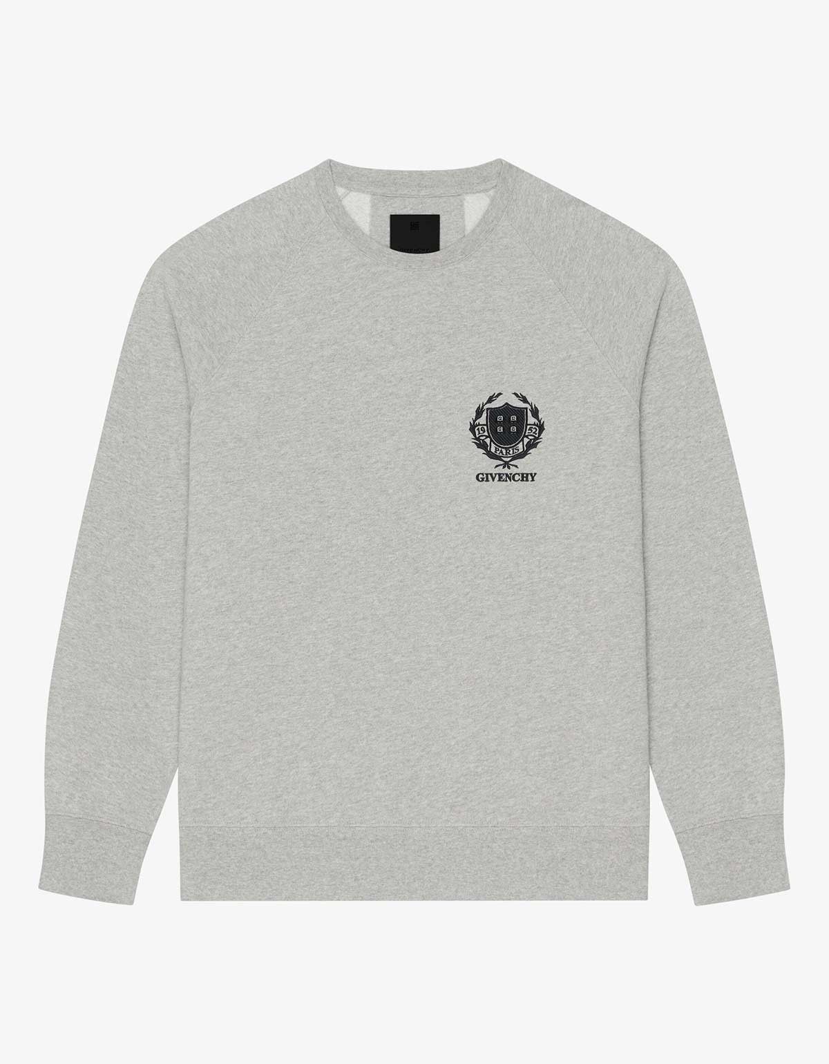 image of Givenchy Grey Crest Slim Sweatshirt, Men's (Size XL)