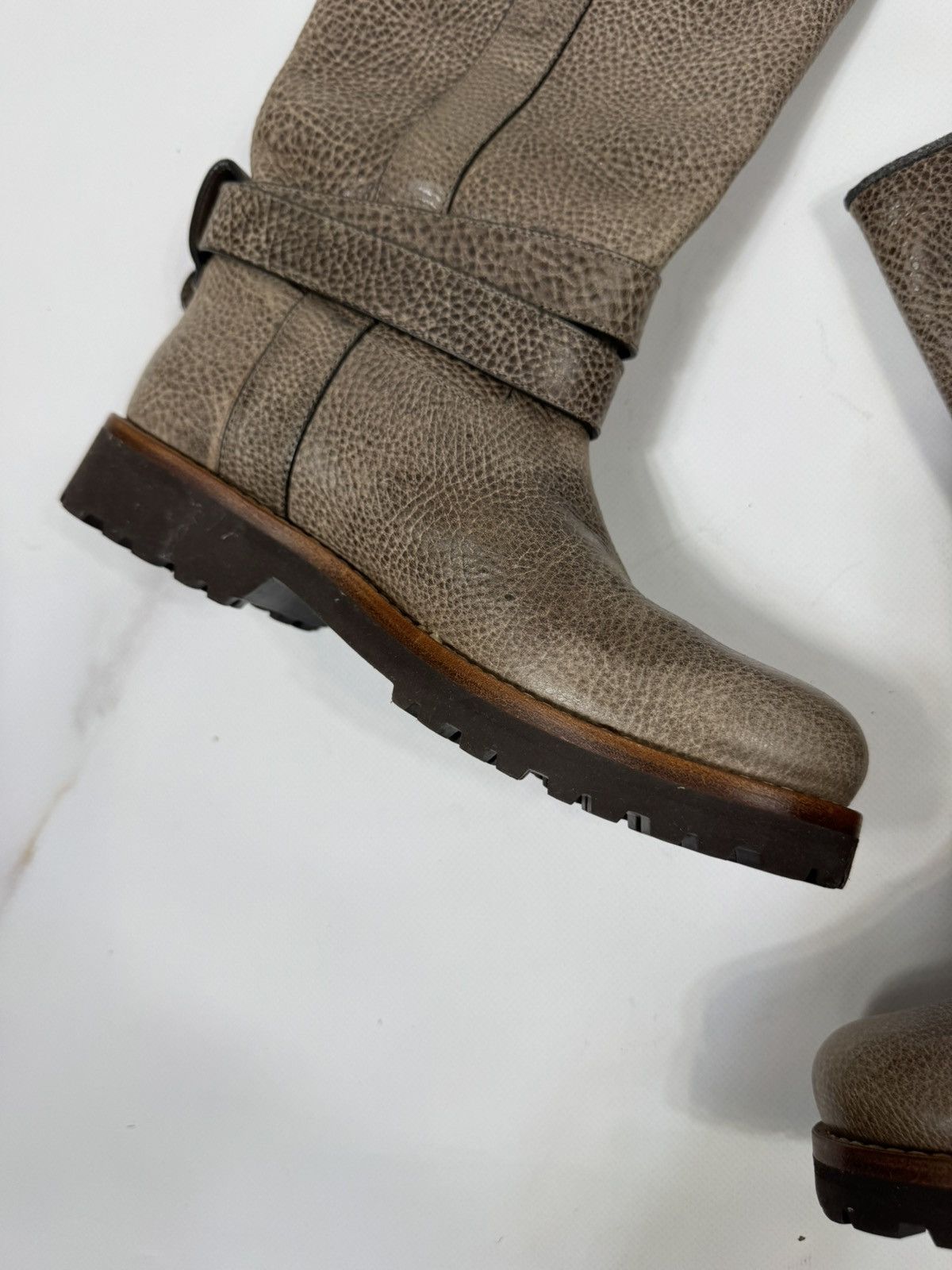 Brunello Cucinelli Brunello Cucinelli Leather Woman's Brown Biker Boot Size US 7.5 / IT 37.5 - 14 Thumbnail