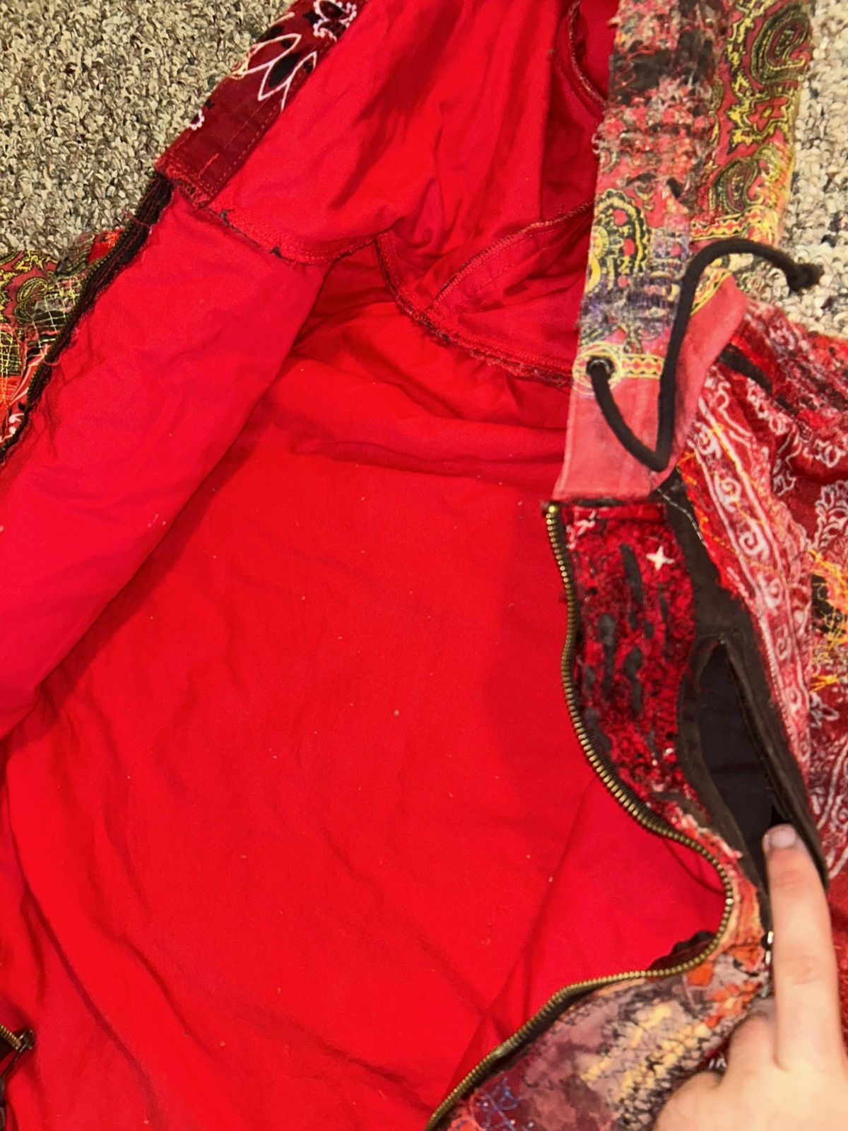 Other 1/1 Your World red bandana distressed repaired work jacket Size US M / EU 48-50 / 2 - 4 Thumbnail