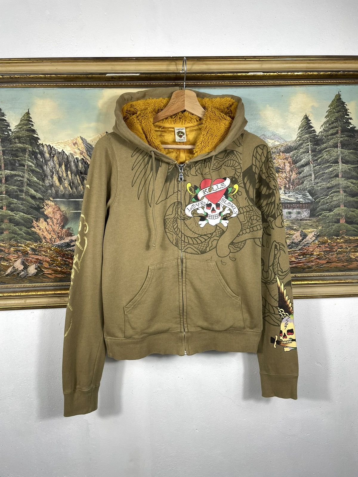 Christian Audigier × Ed Hardy × Vintage Ed Hardy Retro 00s Hoodie Cyber Affliction Grunge Hiphop Rap Size S / US 4 / IT 40 - 1 Thumbnail