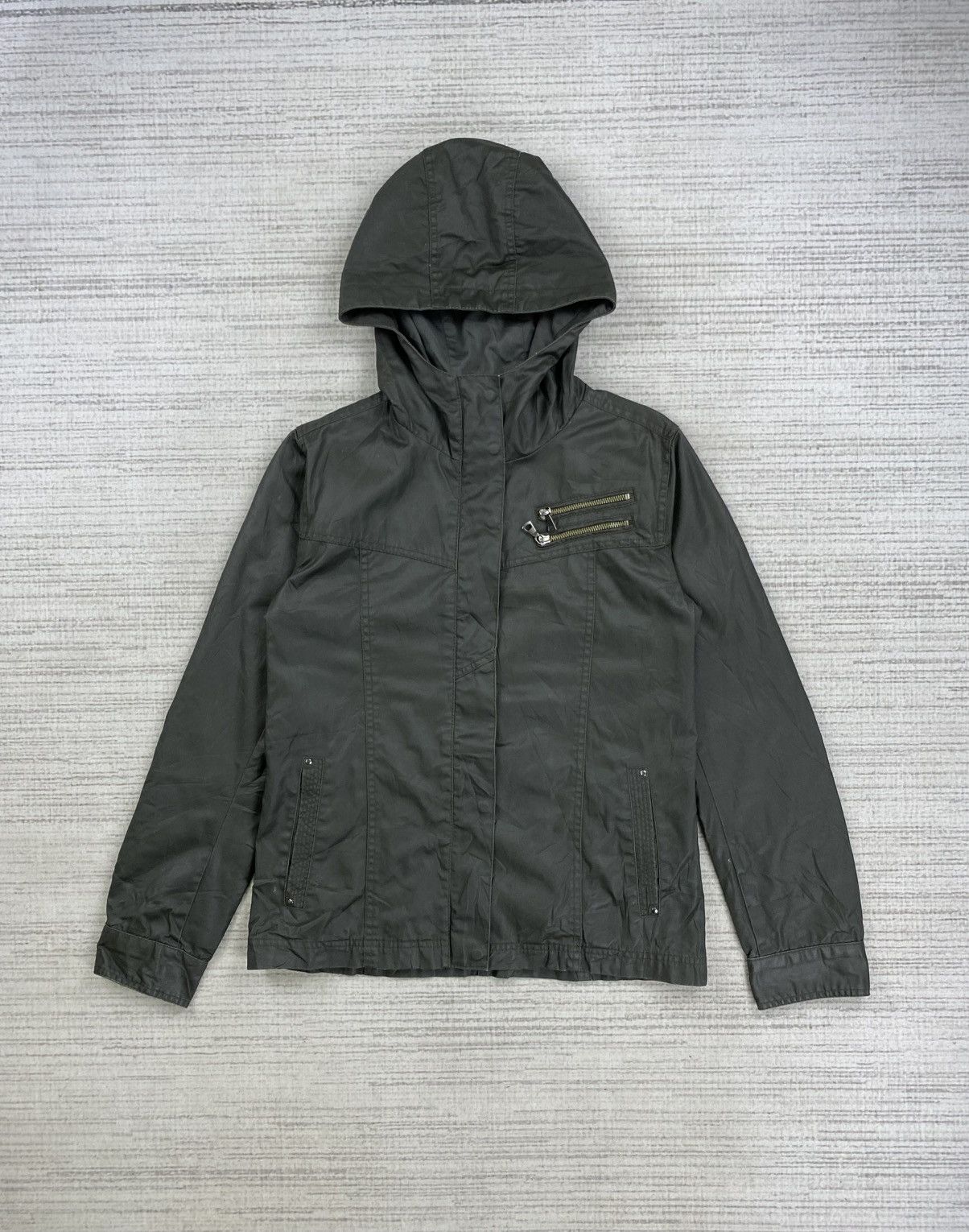 Japanese Brand × Uniqlo × Vintage Coated Cloth By Uniqlo Punk Design Zipper Hoodie Jacket Size US M / EU 48-50 / 2 - 1 Thumbnail