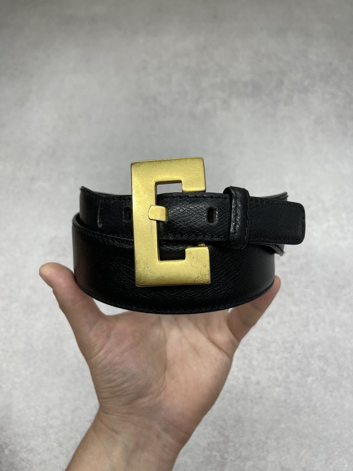 Escada Escada Elements Golden Bucket Leather Belt Black Size ONE SIZE - 1 Thumbnail
