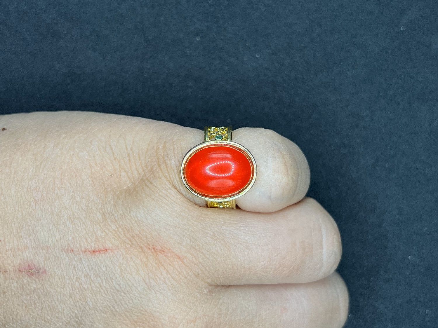 Jewelry Red Crystal Gold Open Back Ring - Size 6.5 Size ONE SIZE - 5 Thumbnail