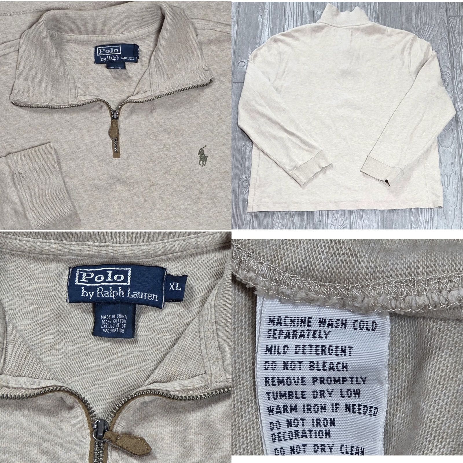 Polo Ralph Lauren VINTAGE Polo Ralph Lauren Sweater Shirt XL Beige Green Pony 1/4 Zip Embroidered Logo Knit Mock Neck Men Hea? no Size US XL / EU 56 / 4 - 8 Thumbnail