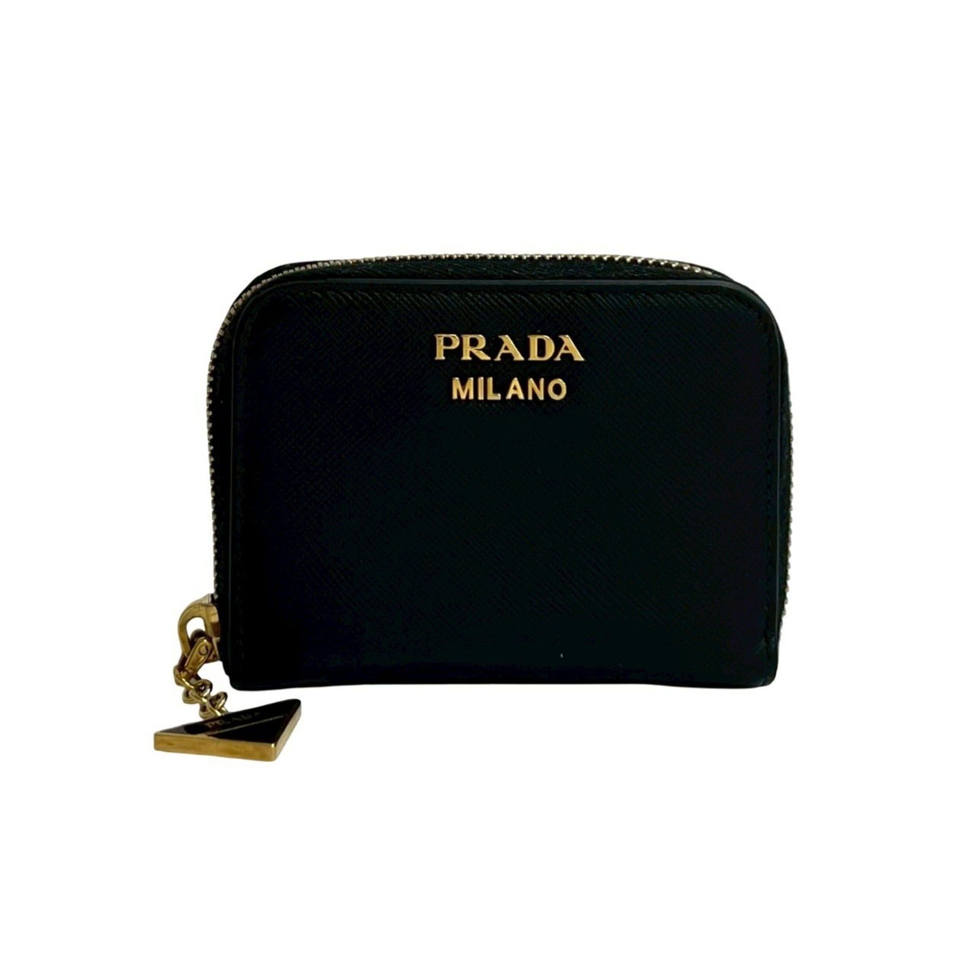 Prada PRADA Saffiano Leather Round Zip Coin Case, Wallet, Black, 36337 Size ONE SIZE - 1 Thumbnail