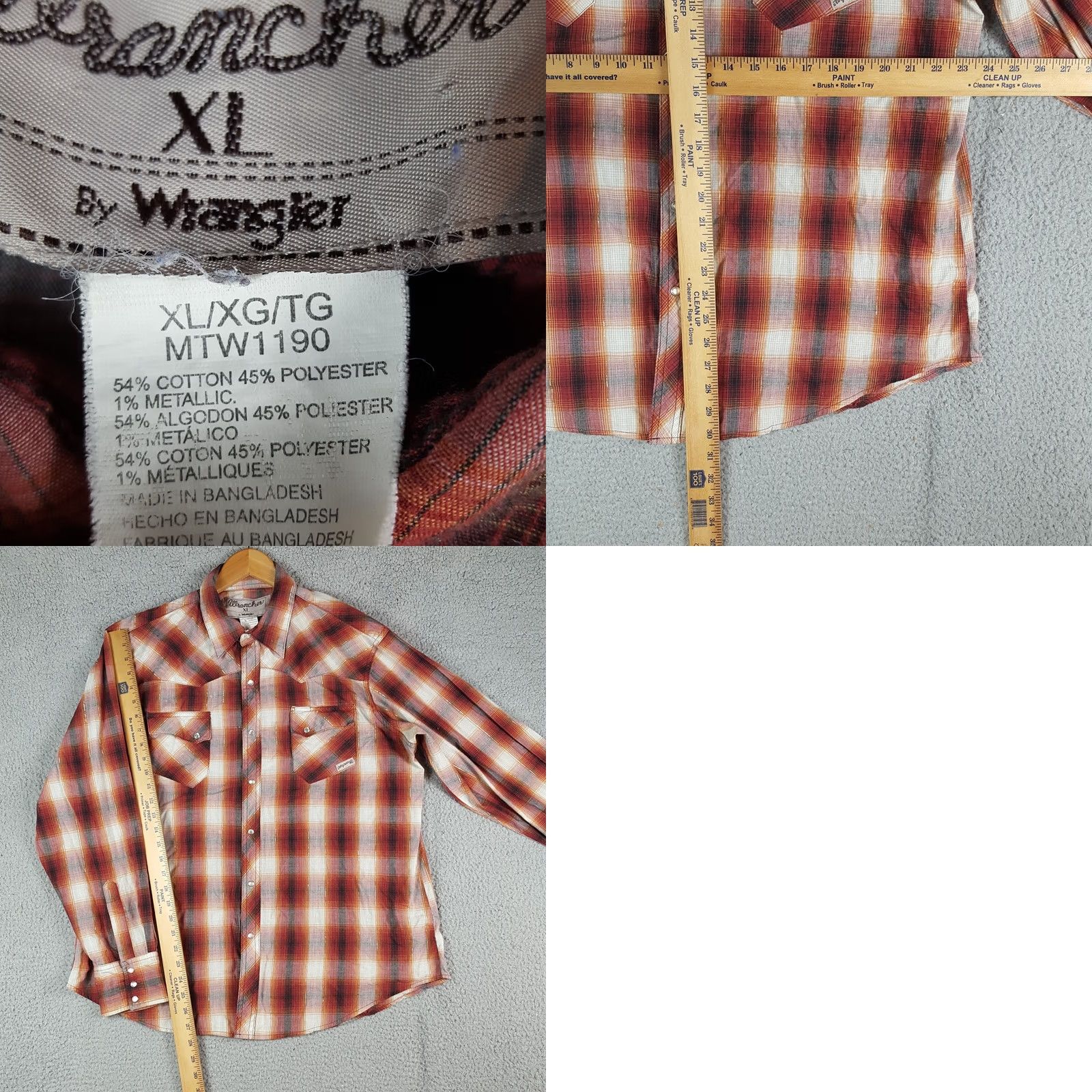 Wrangler VINTAGE Wrangler Shadow Plaid Western Peal Snap Men's XL Button Up Shirt Size US XL / EU 56 / 4 - 8 Thumbnail