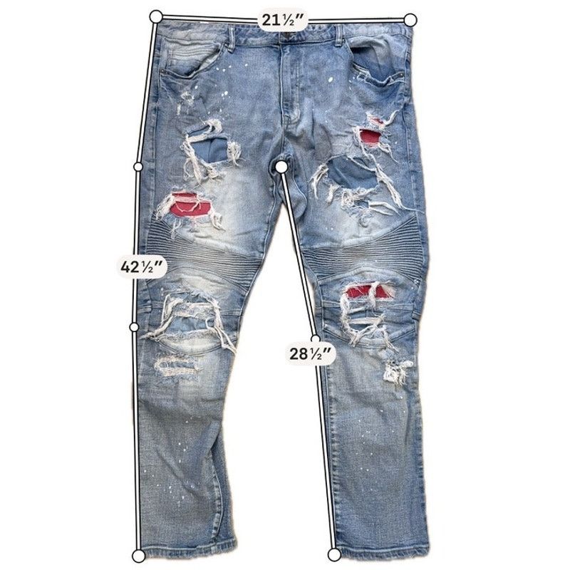 Smoke Rise Smoke Rise Distressed Biker Jeans 42x32 Moto Denim Size US 42 / EU 58 - 11 Thumbnail