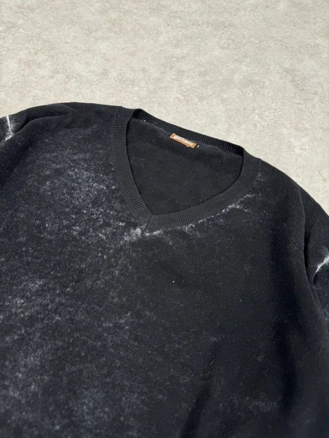 John Galliano 2010s John Galliano Black Eroded White Irregular V Neck Sweater Size US M / EU 48-50 / 2 - 5 Thumbnail