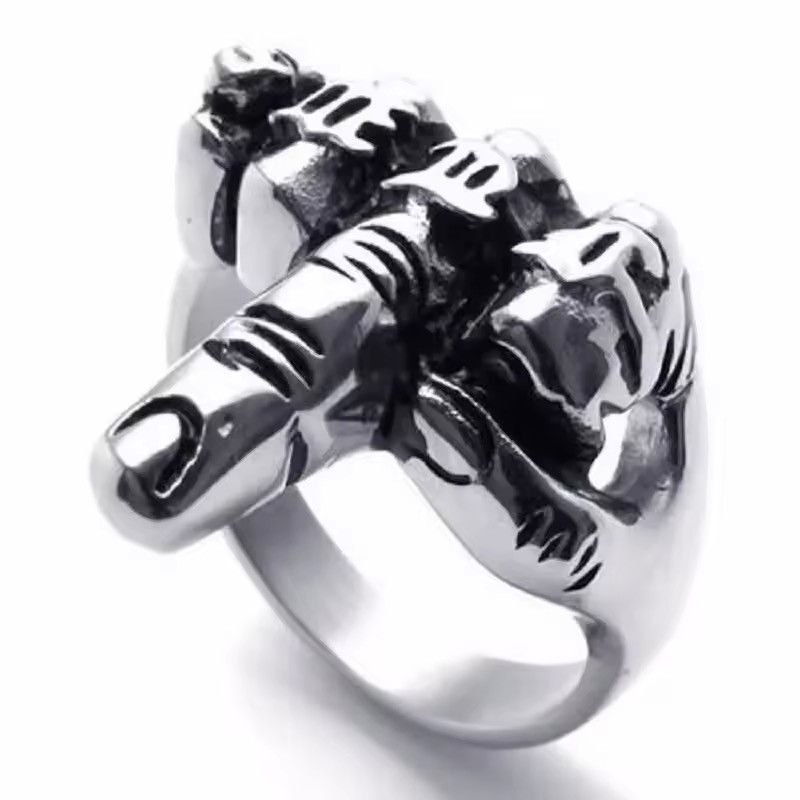 Jewelry × Vintage Fuck Off Middle Finger Ring Silver Punk Rock Jewelry Rings Size ONE SIZE - 3 Thumbnail