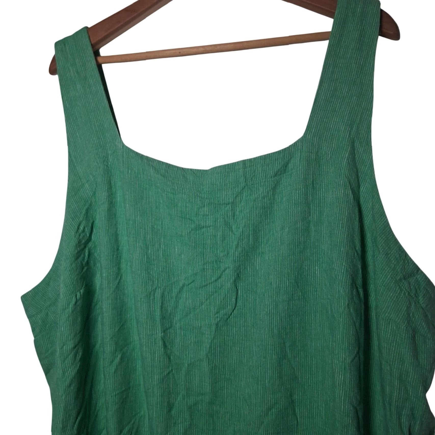 Vintage A New Day Tank Top 3X Plus Linen Rayon Green Striped Sleeveless Tank Women Size XXL / US 16-18 / IT 52-54 - 2 Thumbnail