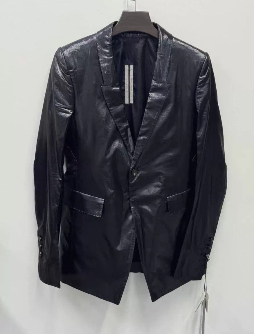 Rick Owens RICK OWENS Shiny Black Suit Jacket Size US XXS / EU 40 - 1 Thumbnail
