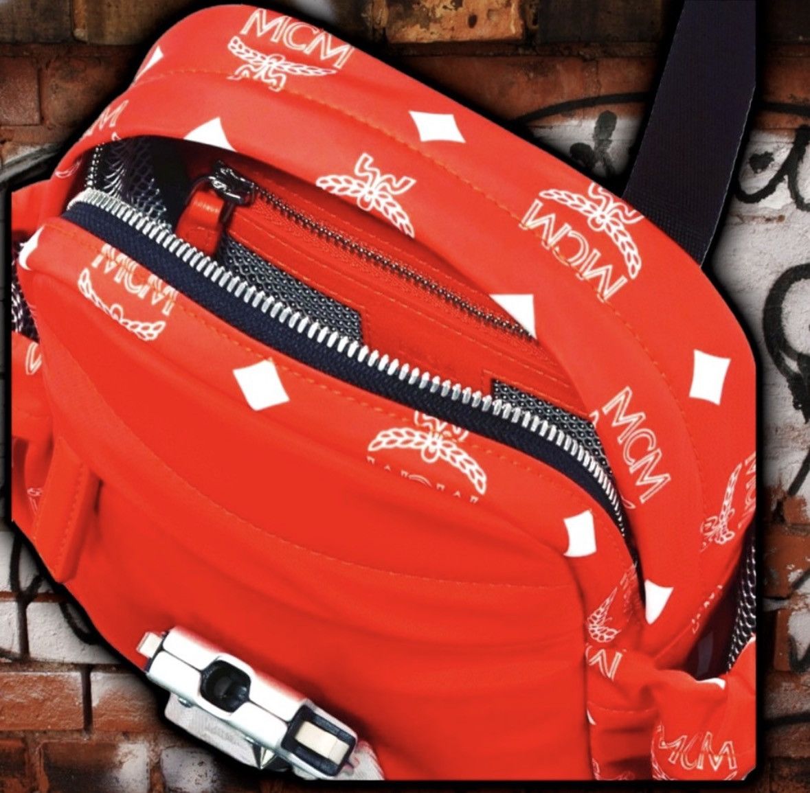 MCM 🆕 MCM Orange Flame 🔥 Nylon Jemison Crossbody 🎒2 in 1 Bag Size ONE SIZE - 2 Thumbnail