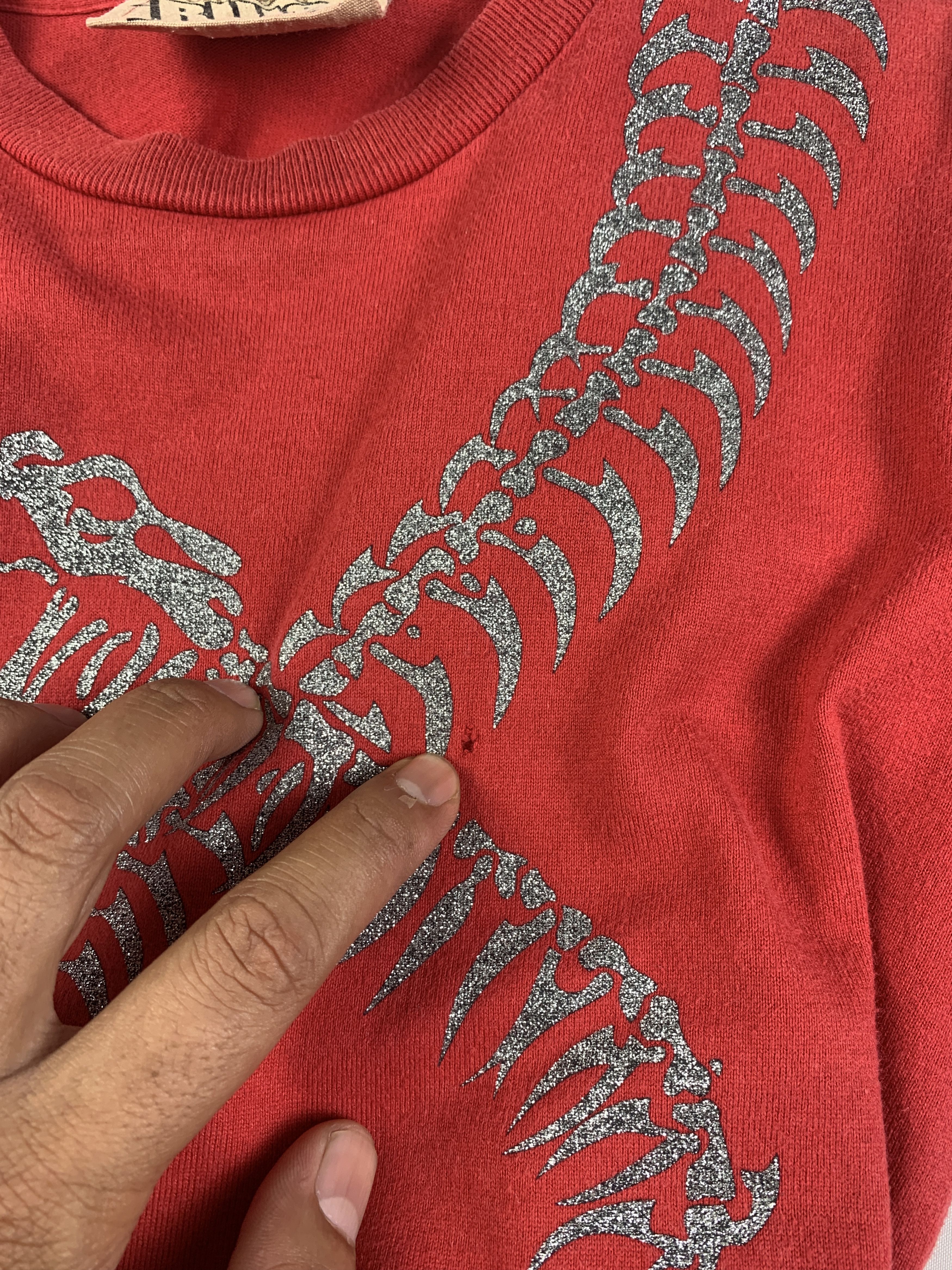 Japanese Brand 2000s Blue Surf Red Snake Skeleton Glitters Baby Tee (S) Size S / US 4 / IT 40 - 11 Thumbnail