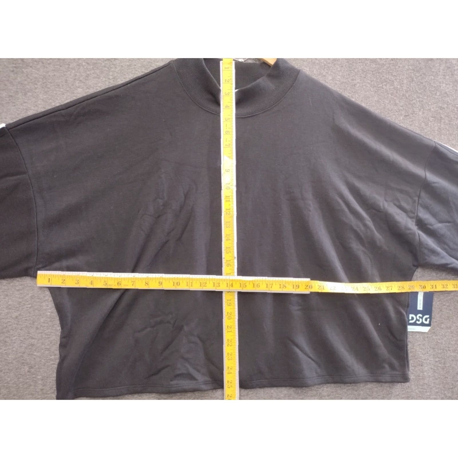 Vintage DSG Women's Crop Mock Neck Pullover Sweatshirt Black Stripe 2X Fashion Activewear, Casual, Travel Men's? No gender specified - end with Womens Size XXL / US 16-18 / IT 52-54 - 4 Thumbnail
