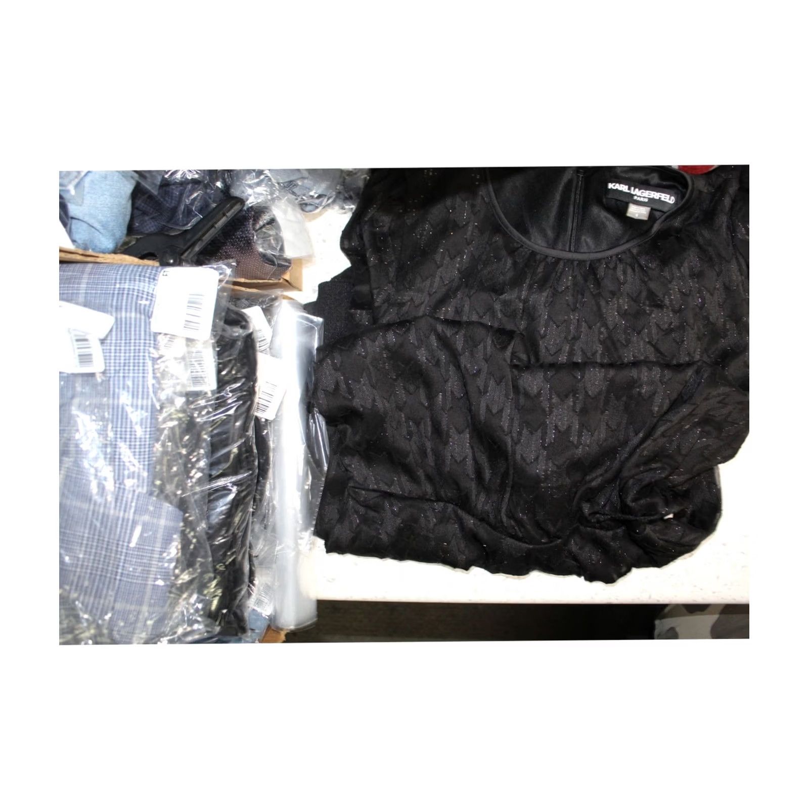 Karl Lagerfeld Karl Lagerfeld Womens Metallic Fit & Flare Dress black Size 8 Size M / US 6-8 / IT 42-44 - 2 Thumbnail