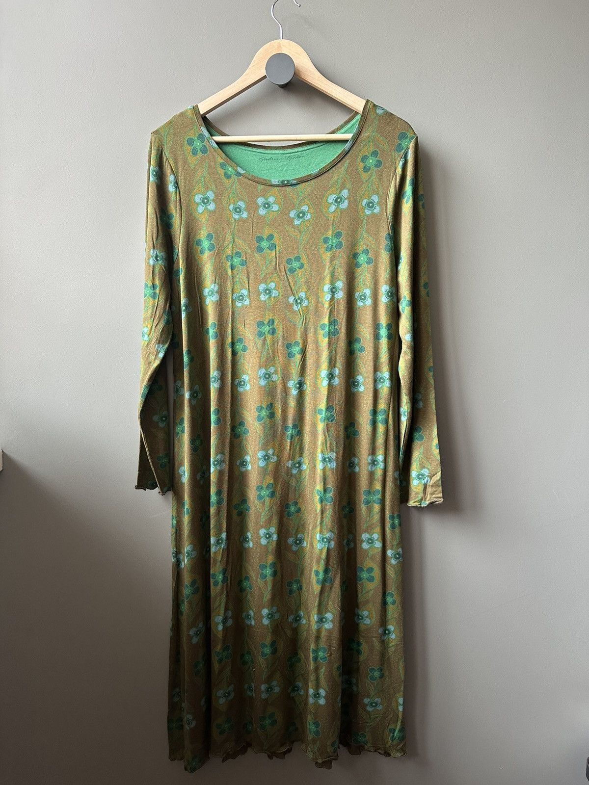 Gudrun Sjoden Gudrun Sjoden Boho Floral Dress Green Mustard Artwear Size L Size L / US 10 / IT 46 - 1 Thumbnail