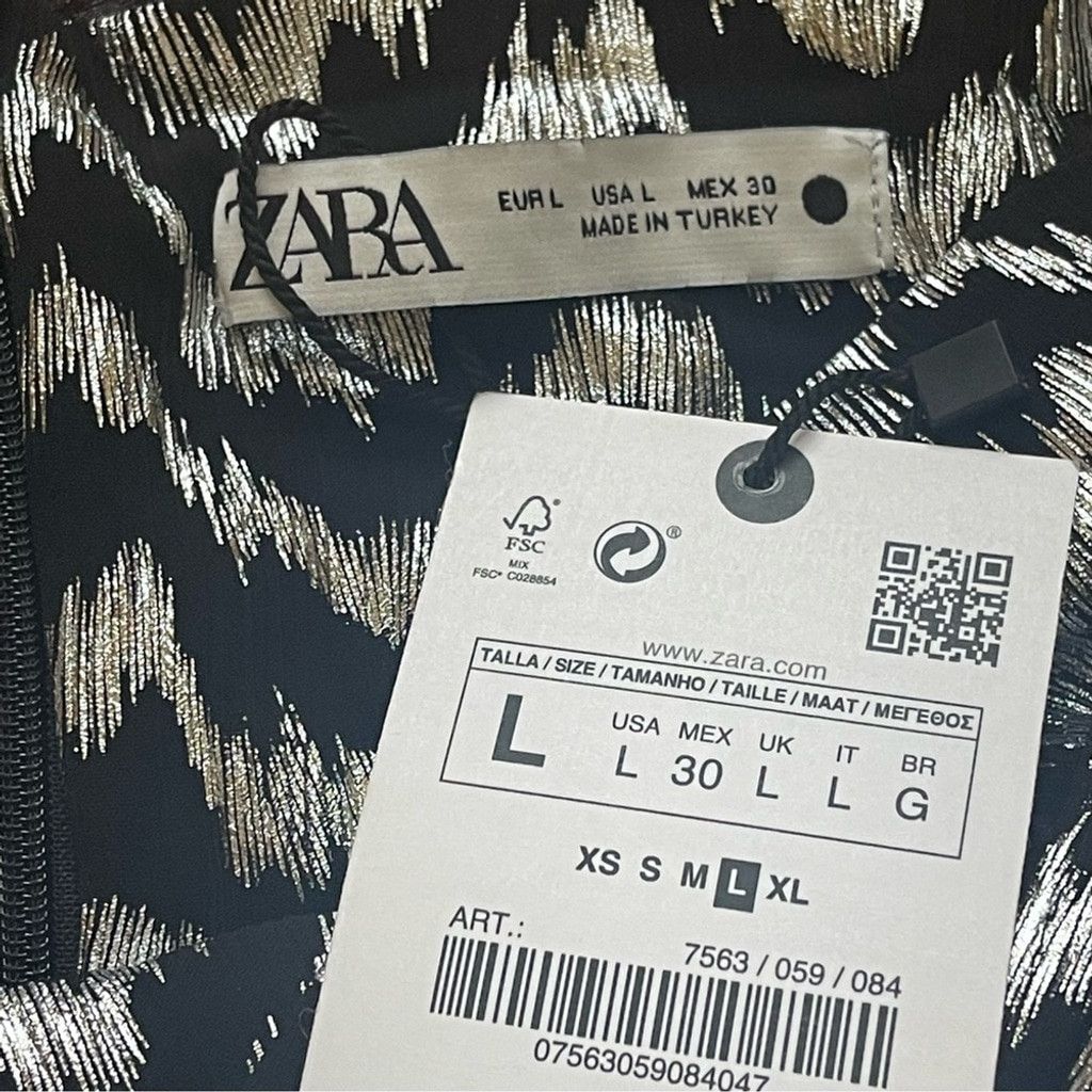 Zara ZARA Wrap Up Knotted Mini Skirt Party Black And Sliver Sz L Size 34" / US 12 / IT 48 - 5 Thumbnail