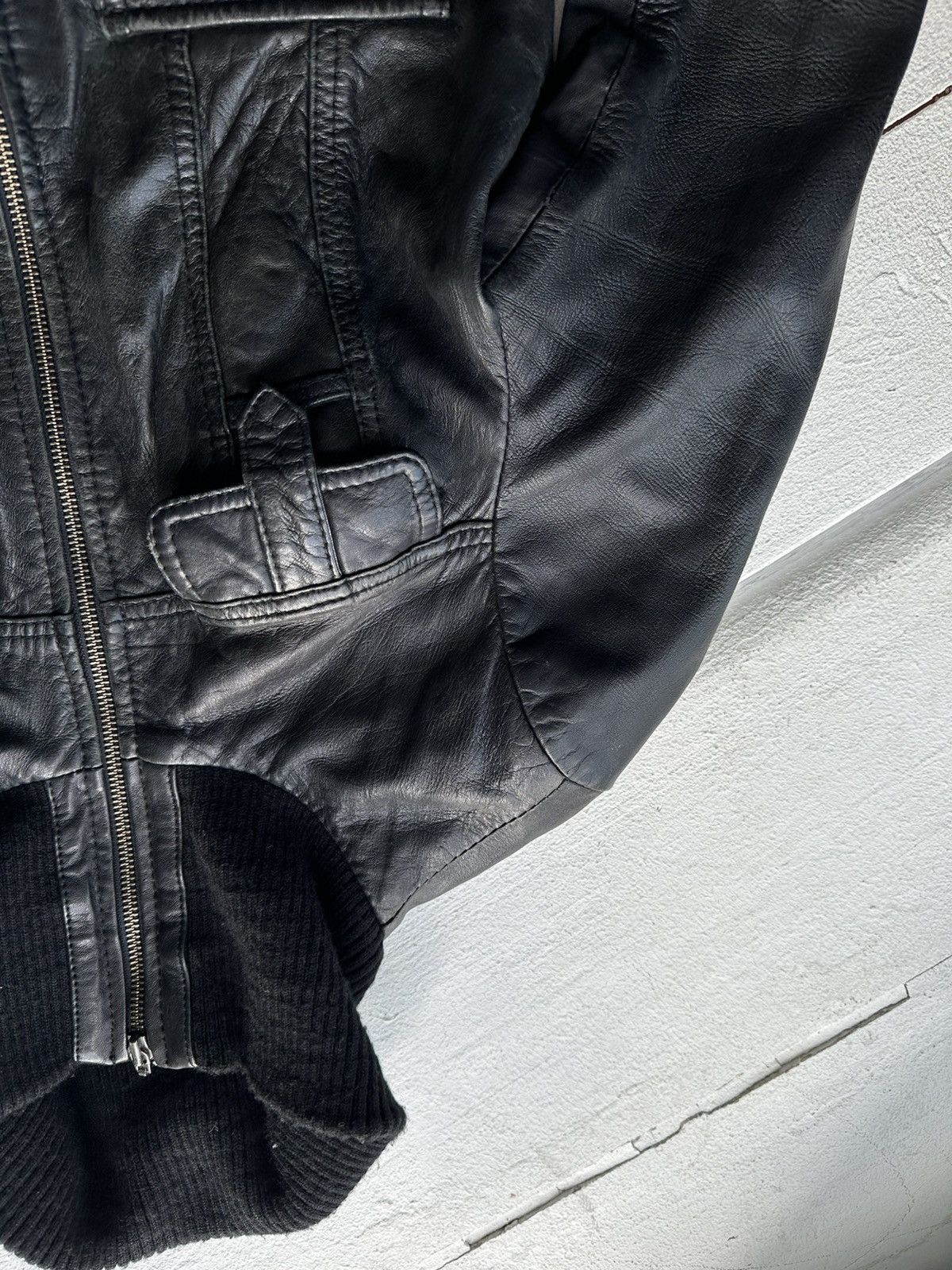 Other 🚨Y2K RICK OWENS TYPE DIRTY SLIM FIT ZIP LEATHER JACKET Size L / US 10 / IT 46 - 5 Thumbnail