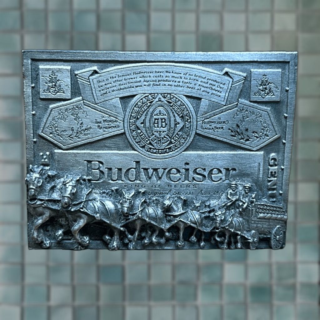 Budweiser VINTAGE Budweiser Belt Buckle Men Silver Clydesdale Horses Anheuser Busch Beer T-169 Size ONE SIZE - 1 Thumbnail