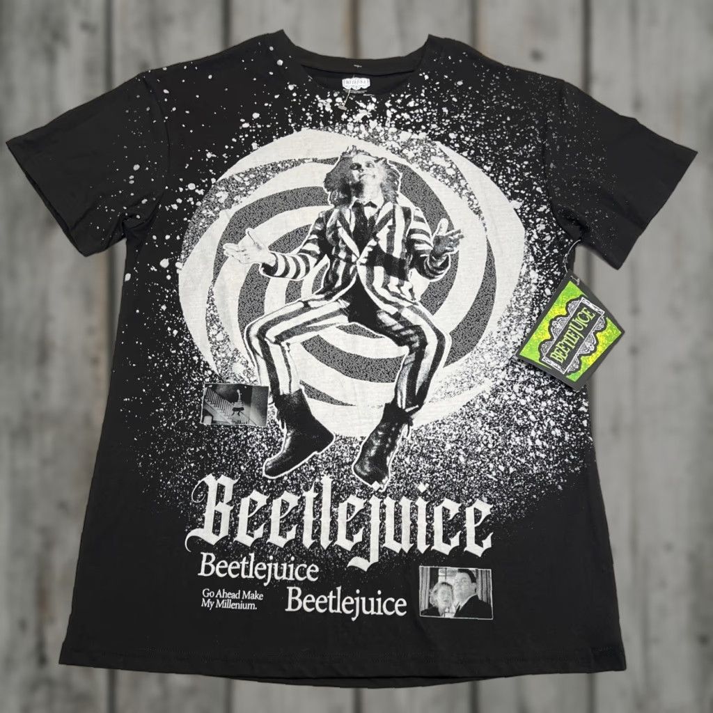 Vintage Beetlejuice T Shirt Men Medium Graphic Spiral Splatter NWT Size US M / EU 48-50 / 2 - 1 Thumbnail