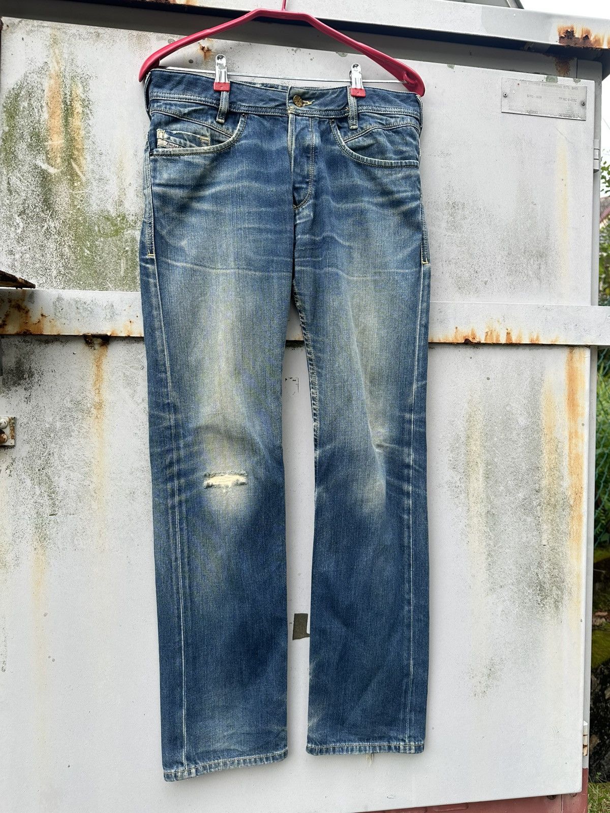 Diesel 👹Vintage Diesel Poiak Baggy Thrashed Jeans Size US 28 / EU 44 - 3 Thumbnail