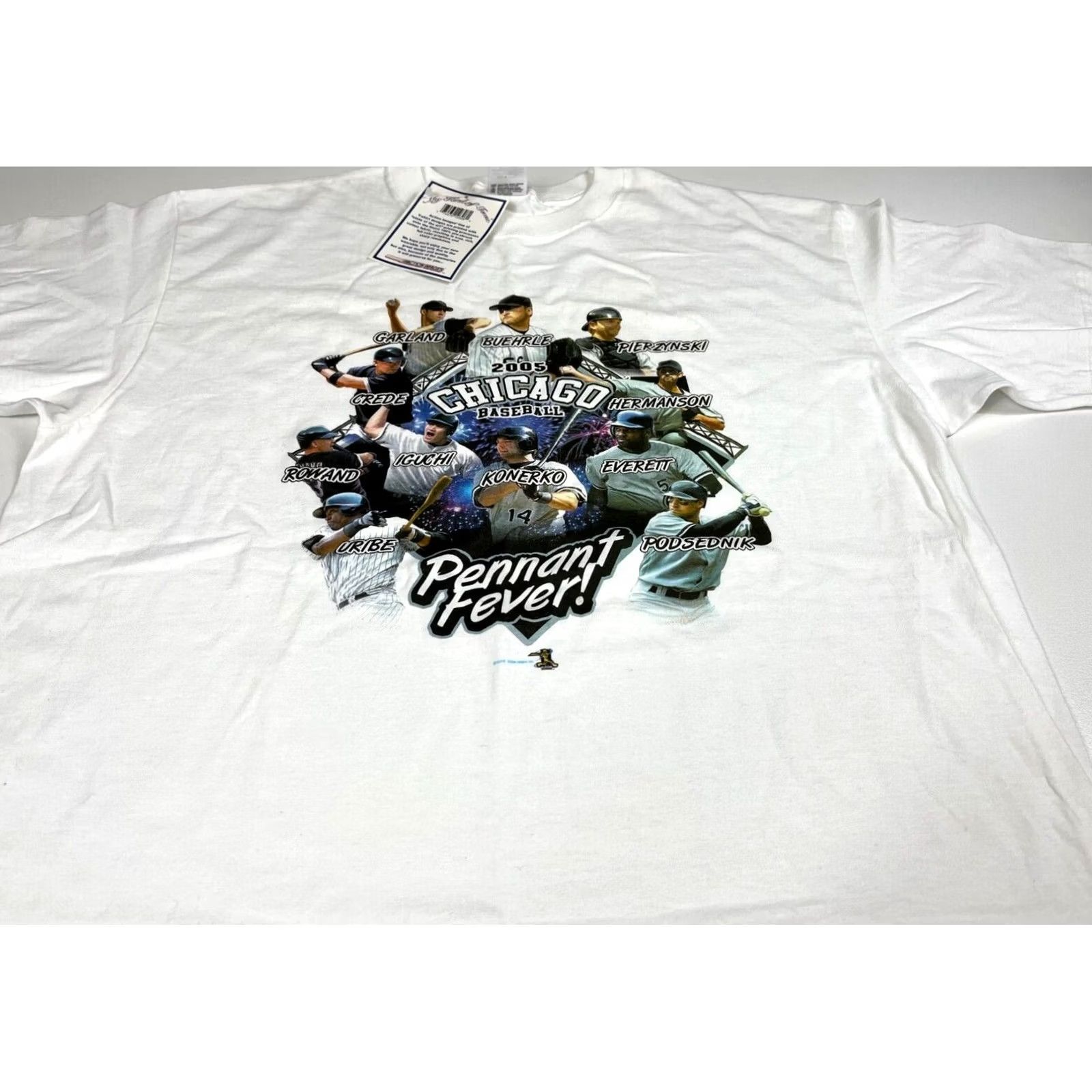 Anvil VINTAGE Chicago White Sox T-Shirt Anvil XL Pennant Fever 2005 World Series Mens Sports White Cotton Short Sleeve Crew Neck NWT Size US XL / EU 56 / 4 - 4 Thumbnail