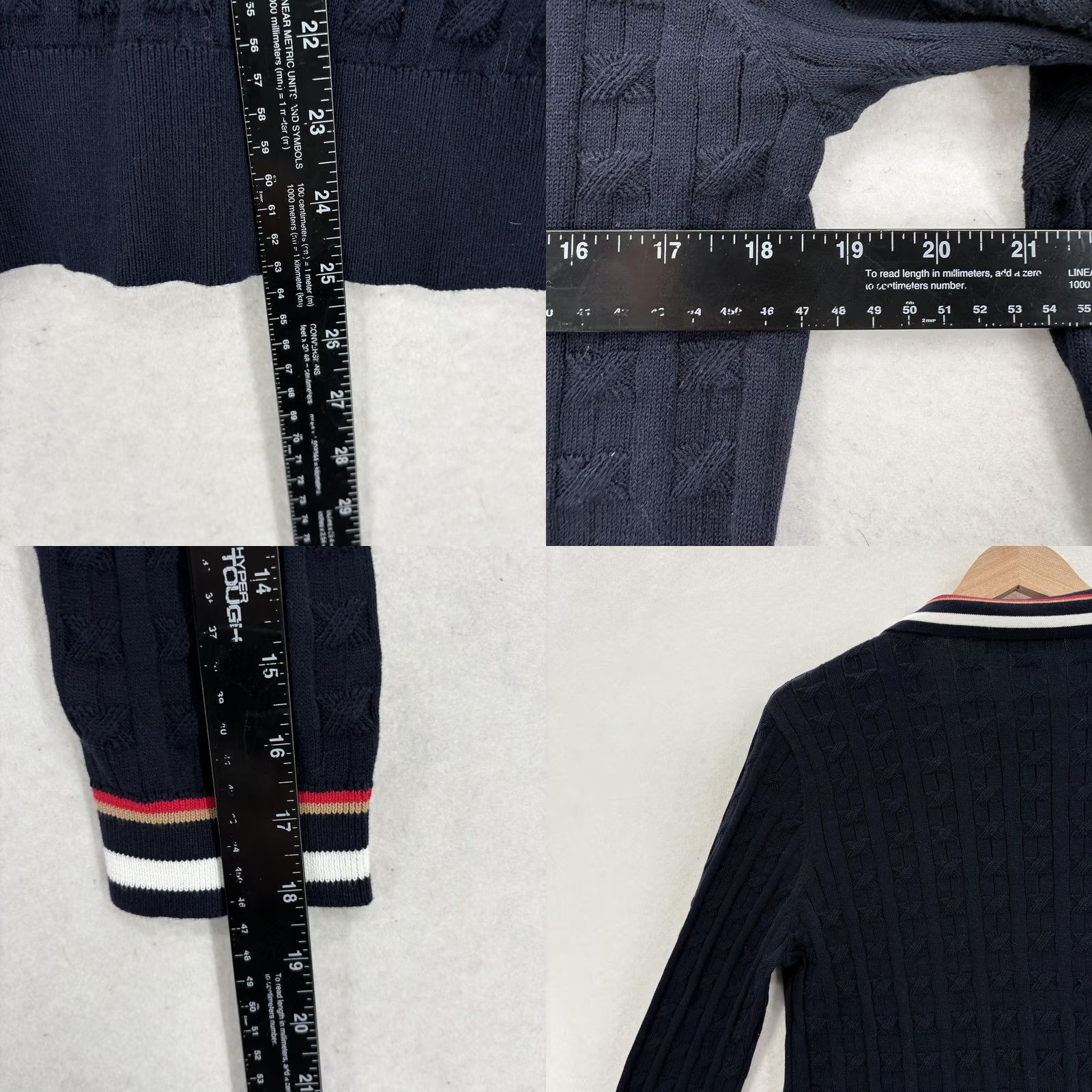 Tommy Hilfiger Tommy Hilfiger WW Johnny Sweater Womens M Blue Cable Knit V Neck 3/4 Sleeve NWT Size M / US 6-8 / IT 42-44 - 8 Thumbnail