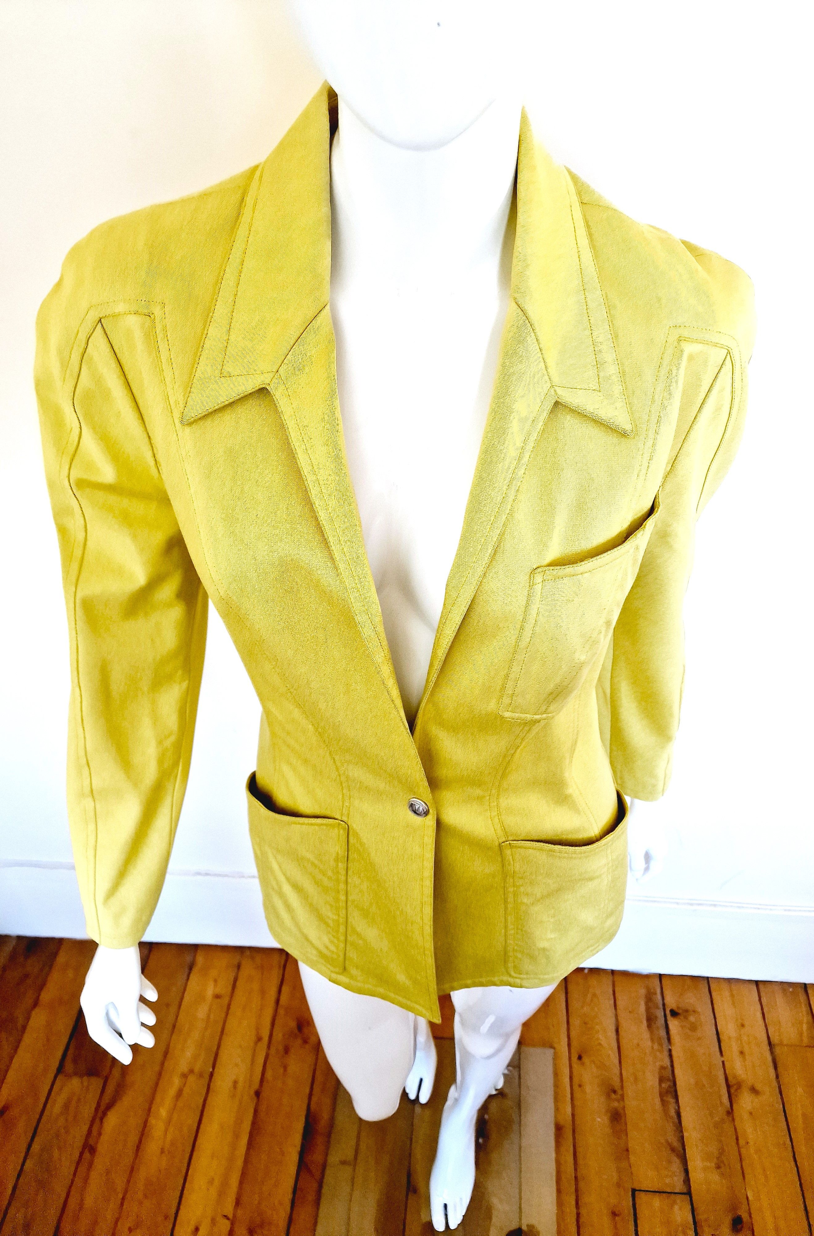 image of Thierry Mugler Neon Green Blazer Medium Working Jacket, Women's