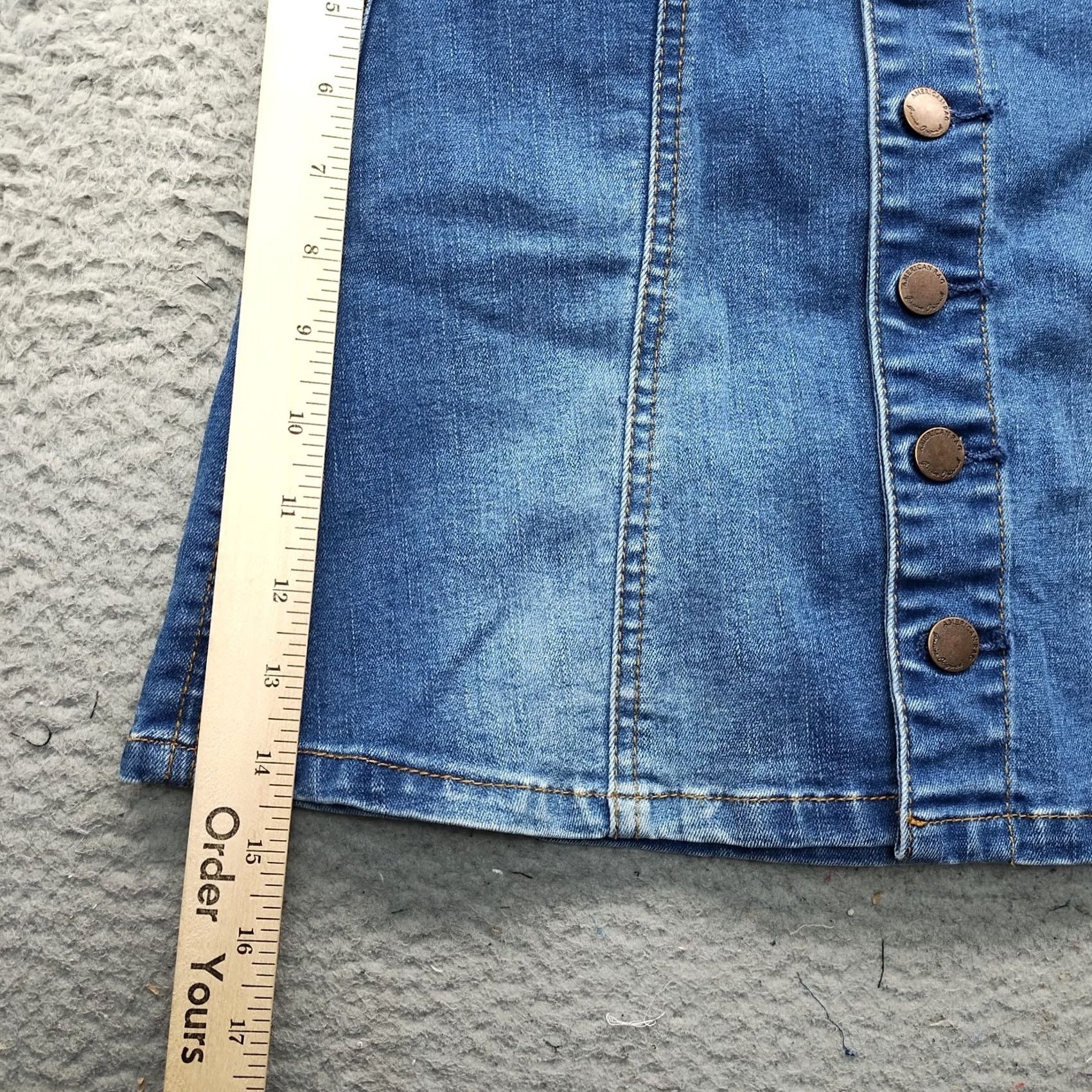 Vintage American Rag Cie Womens Skirt A-Line Denim Blue Stretch Button Front 1 Short Casual Vintage No N/A Size 25" / US 0 / IT 36 - 4 Thumbnail