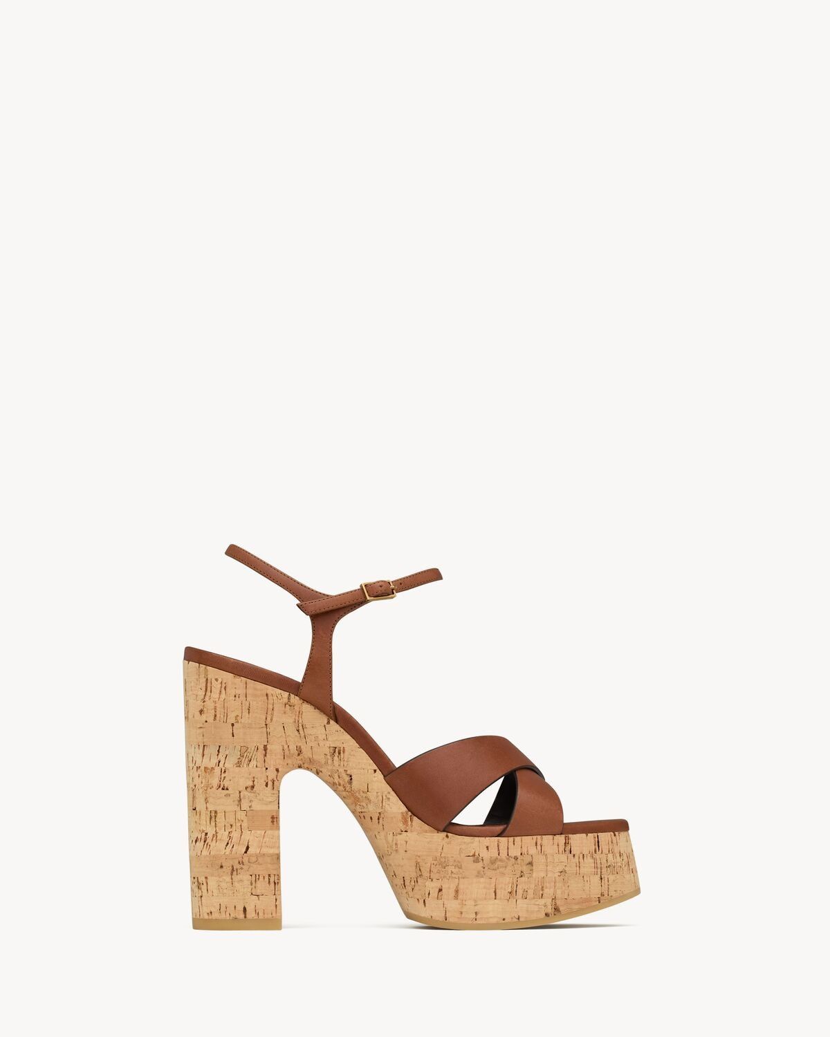 Saint Laurent Paris o1bcso1str0226 Bianca Platform Sandals in Brown Size US 8.5 / IT 38.5 - 1 Thumbnail