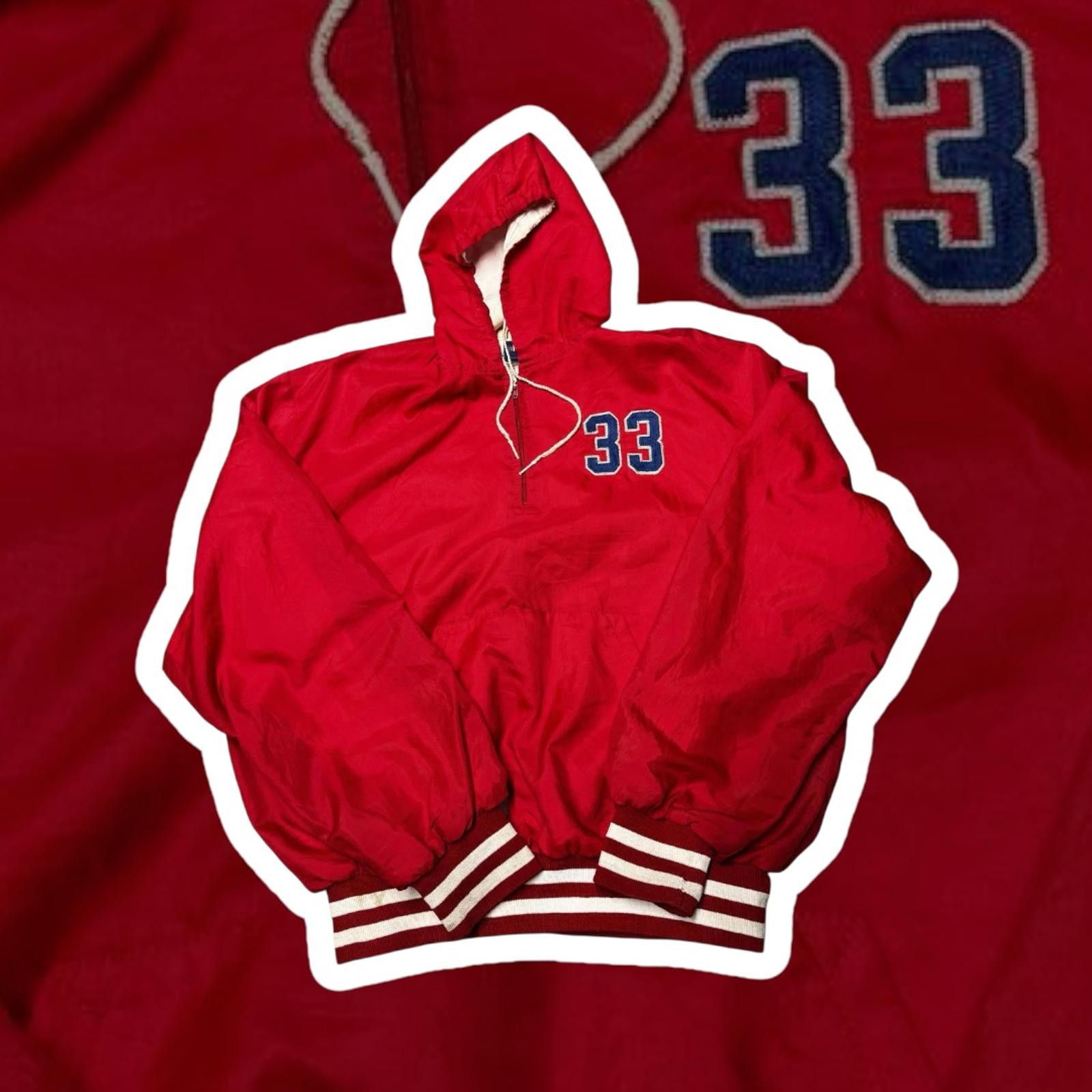 Designer Red Pullover Varsity Jacket with '33' and 'Rebels' Lettering Size US XL / EU 56 / 4 - 1 Thumbnail