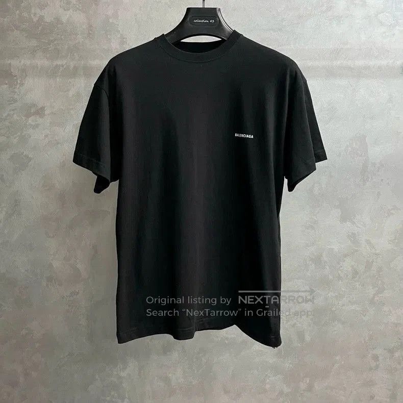 Balenciaga Black Letter Print Casual T-shirt.