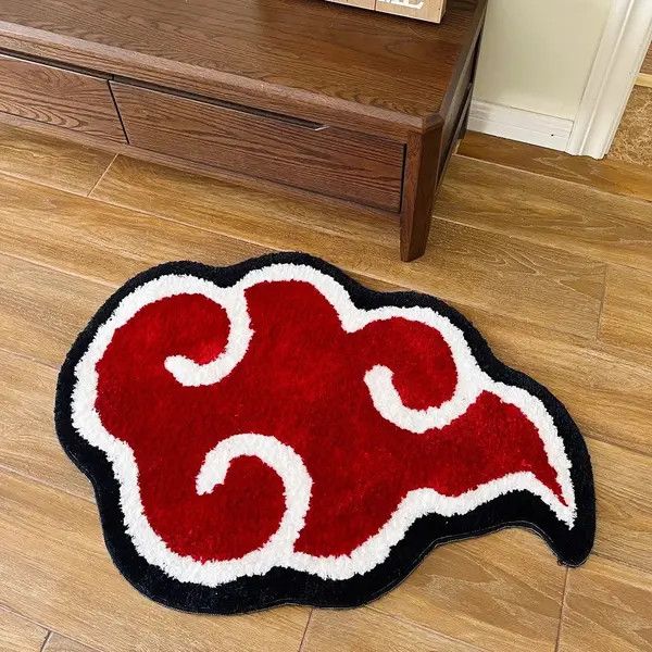 Japanese Brand Japanese Anime Cartoon Red Cloud Tufted Carpet Rug Size ONE SIZE - 2 Thumbnail