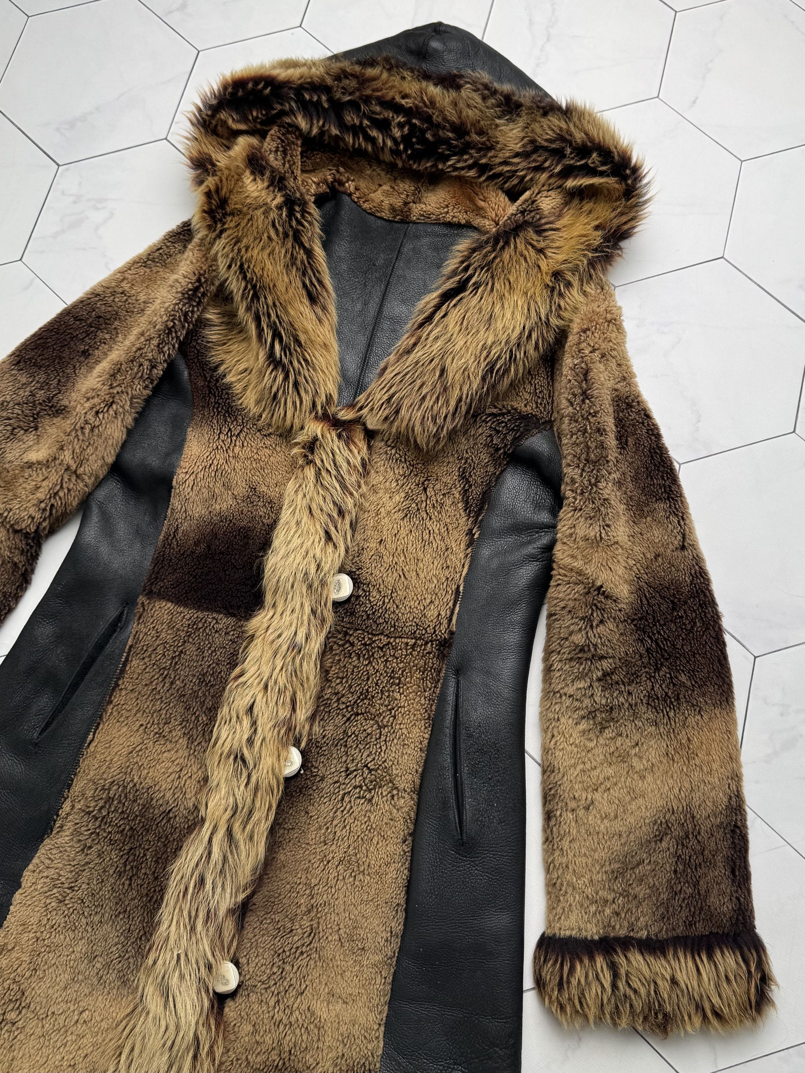 Vintage Vintage Real Sheepskin Hooded Coat (B550)E2D15 Size M / US 6-8 / IT 42-44 - 3 Thumbnail