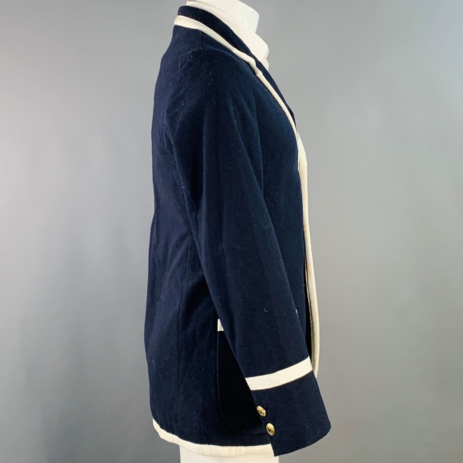 Rowing Blazers ROWING BLAZERS Navy White Polyester Notch Lapel Sport Coat Size 40R - 3 Thumbnail