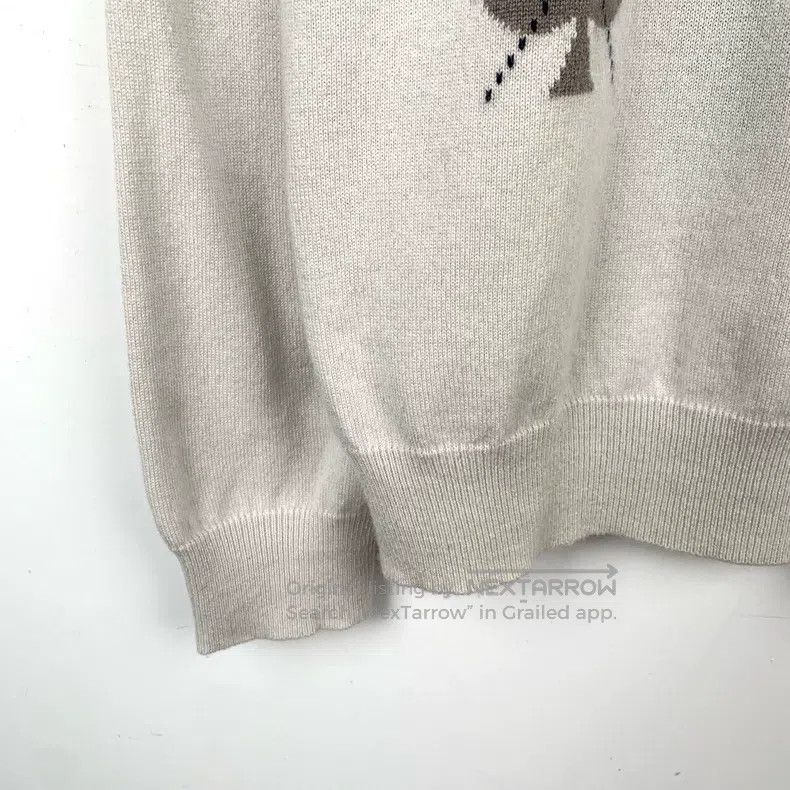Hermes Hermes Gray poker flower round-neck cashmere knit sweater Size US XL / EU 56 / 4 - 4 Thumbnail