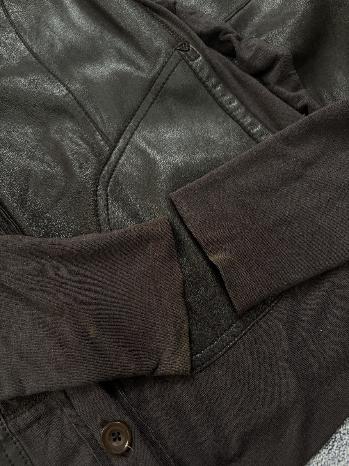 Armani Armani Jeans Brown Ovine Leather Mixed Media Cardigan Size S / US 4 / IT 40 - 9 Thumbnail